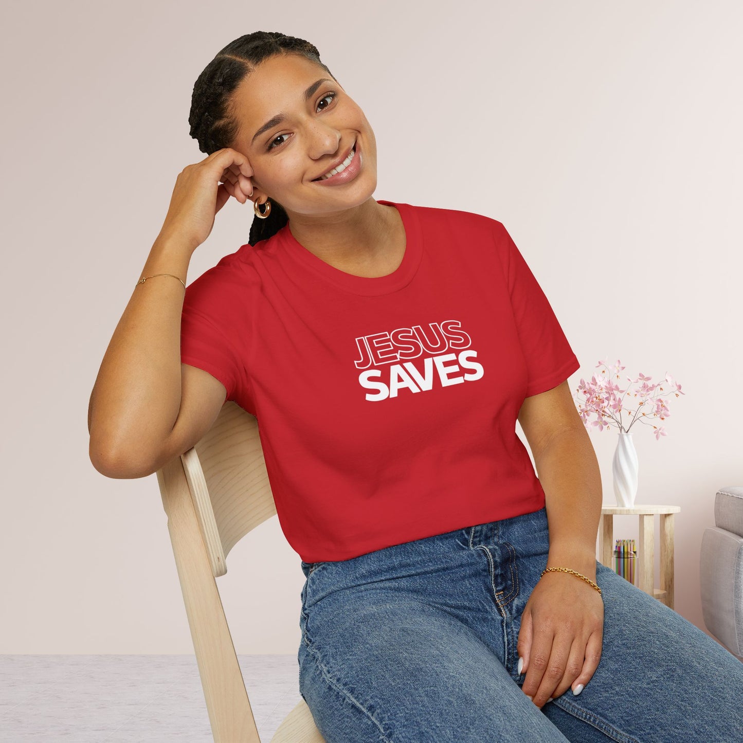 Unisex Jesus Saves Softstyle T-shirt - Acts 4:12 Bible Verse Christian T-shirt