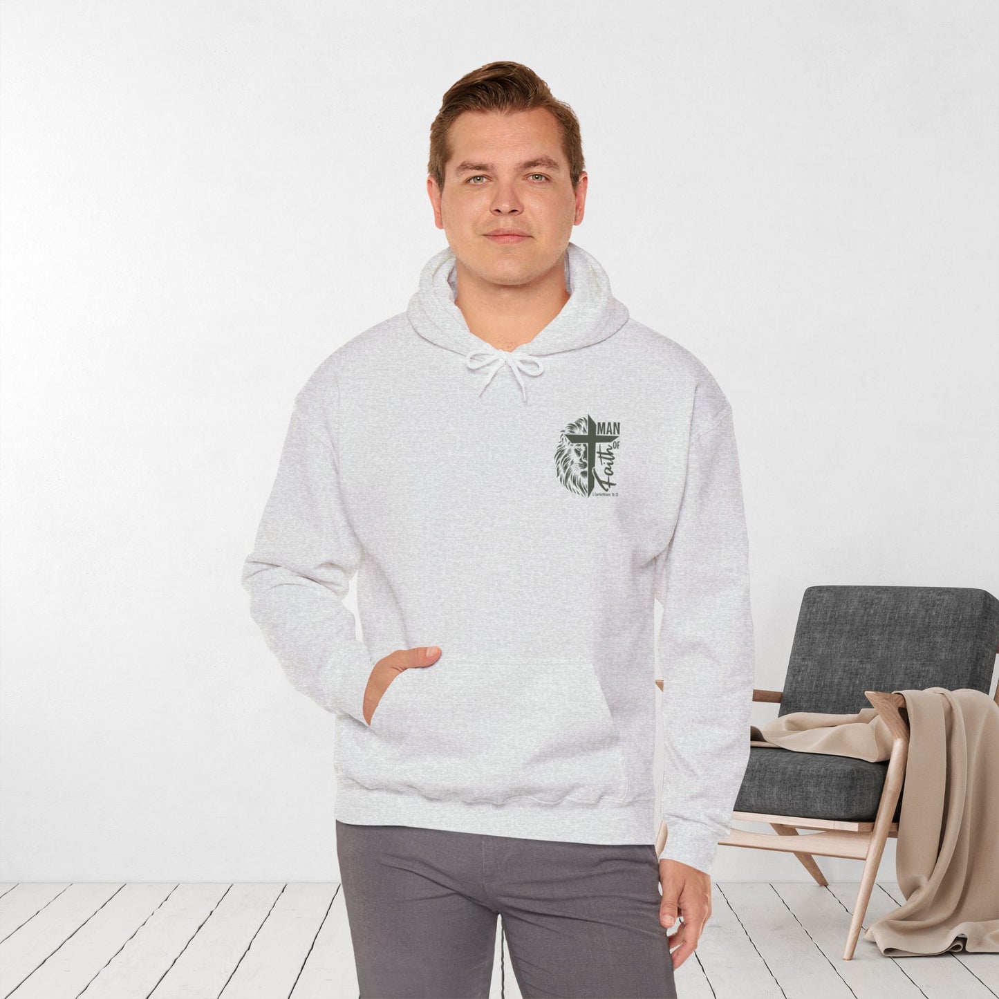 Man of Faith Christian Bible Verse Hoodie - Men's Hoodie