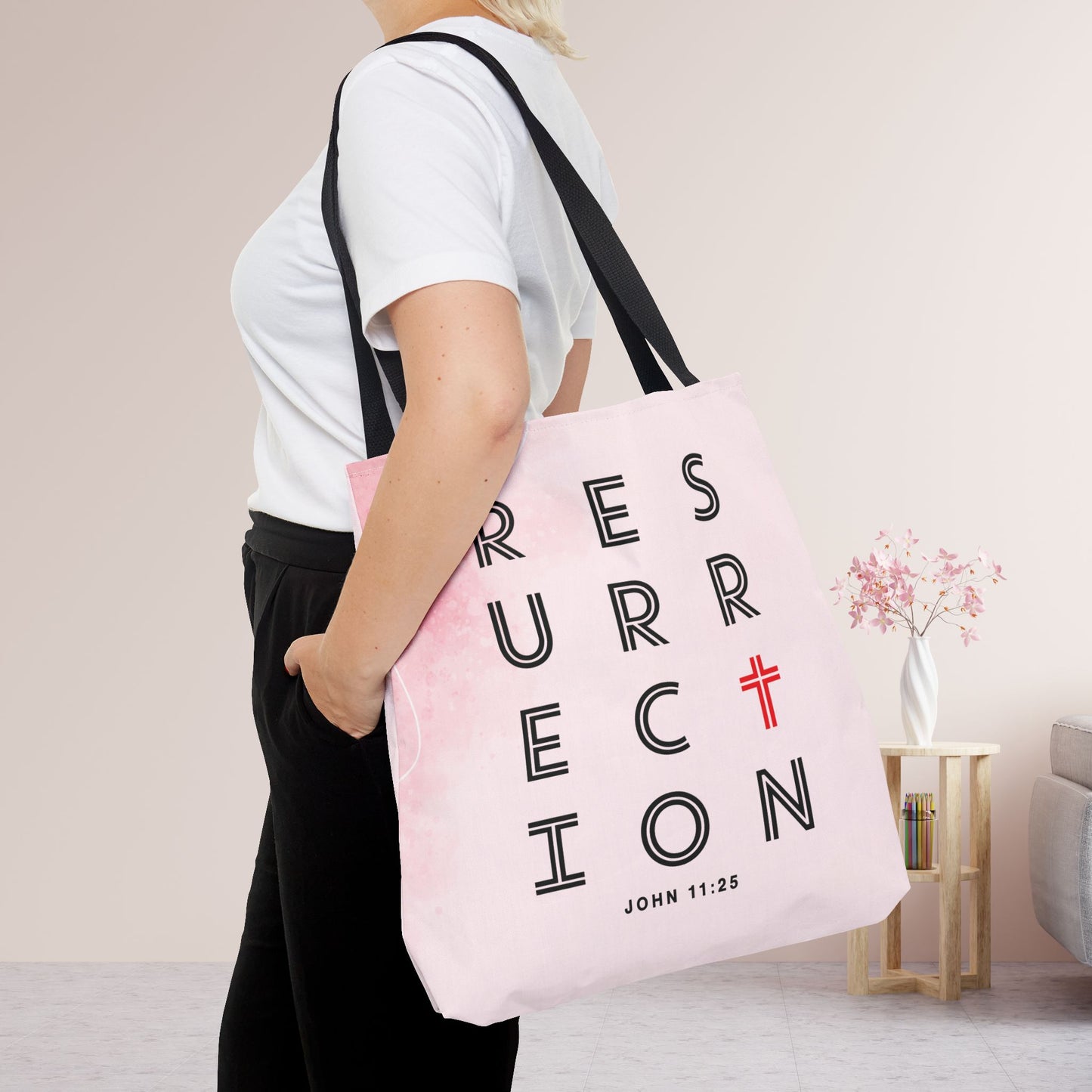 Resurrection John 11:25 Tote Bag - Christian Tote Bag