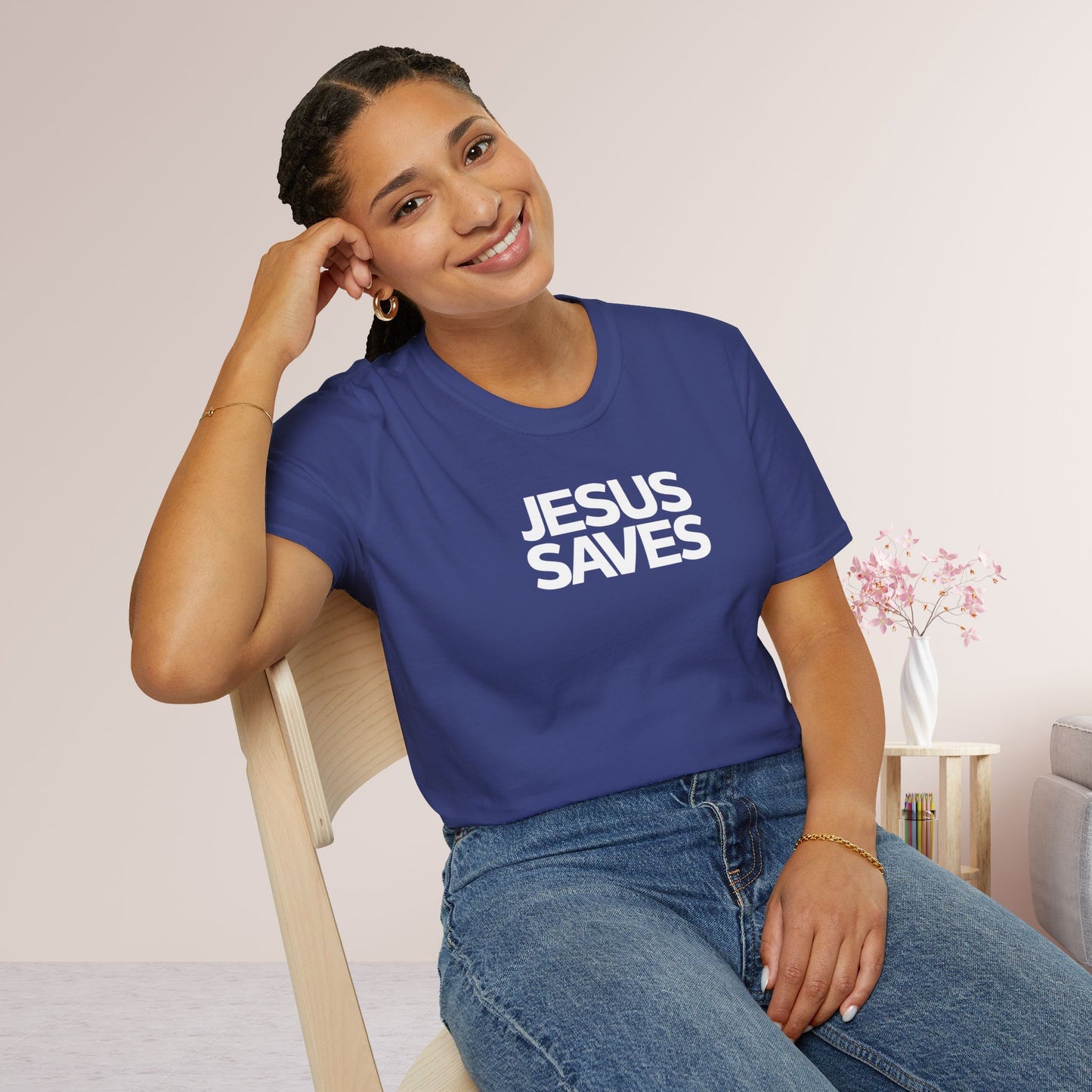 Unisex Jesus Saves Softstyle T-shirt - Acts 4:12 Bible Verse Christian T-shirt