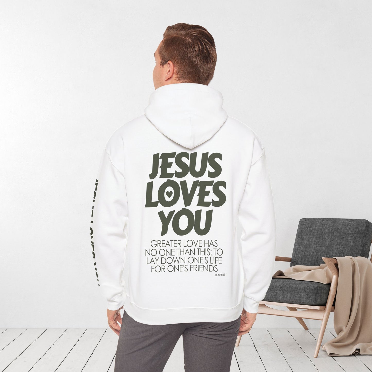 Jesus Loves You Hoodie - John 15:13 Bible Verse Christian Hoodie