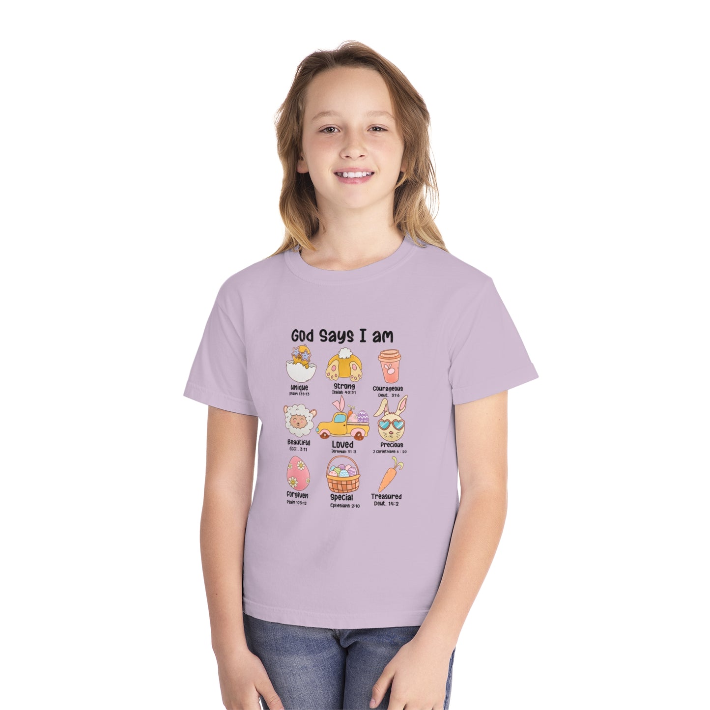 God Says I Am... Comfort Colors Youth Shirt - Christian Easter Shirt