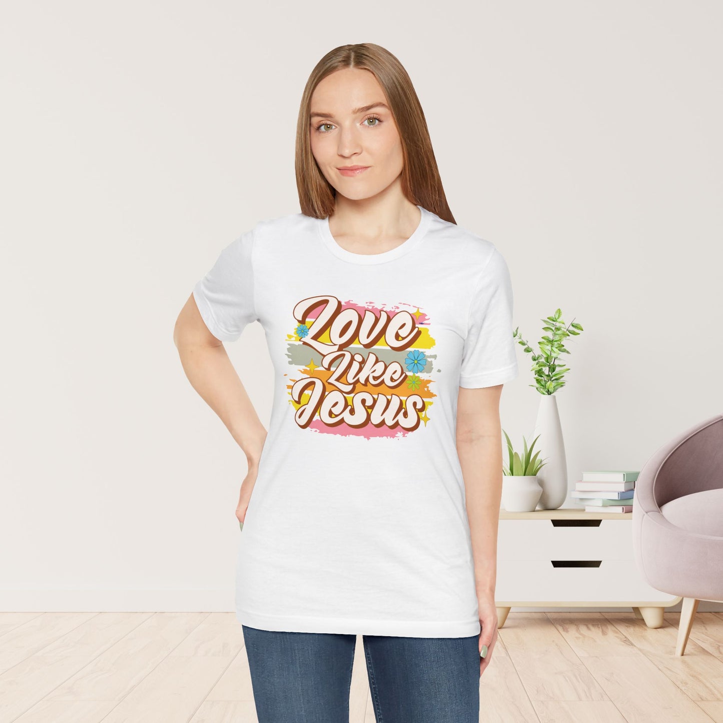 Groovy Love Like Jesus Soft Cotton Tee - Christian Shirt