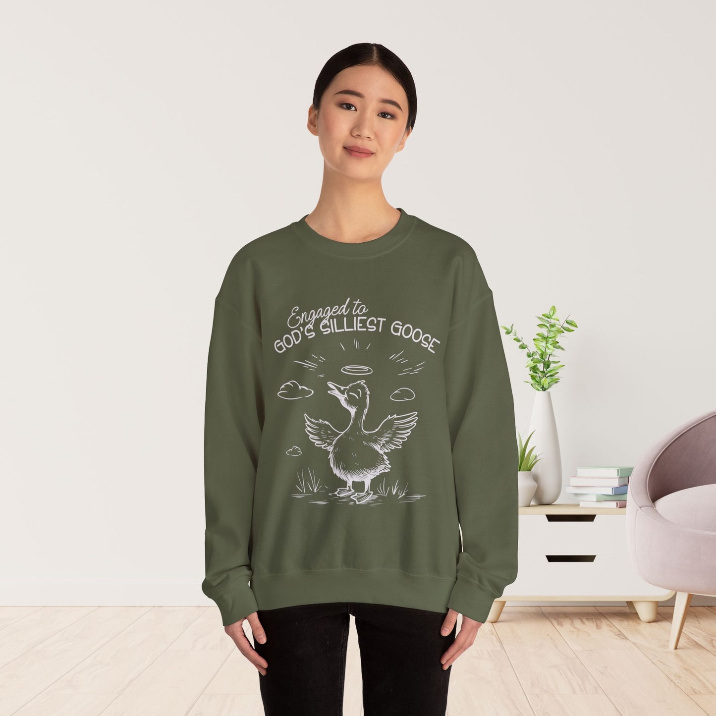 Engaged to God's Silliest Goose Sweatshirt - Christian Crewneck Pullover