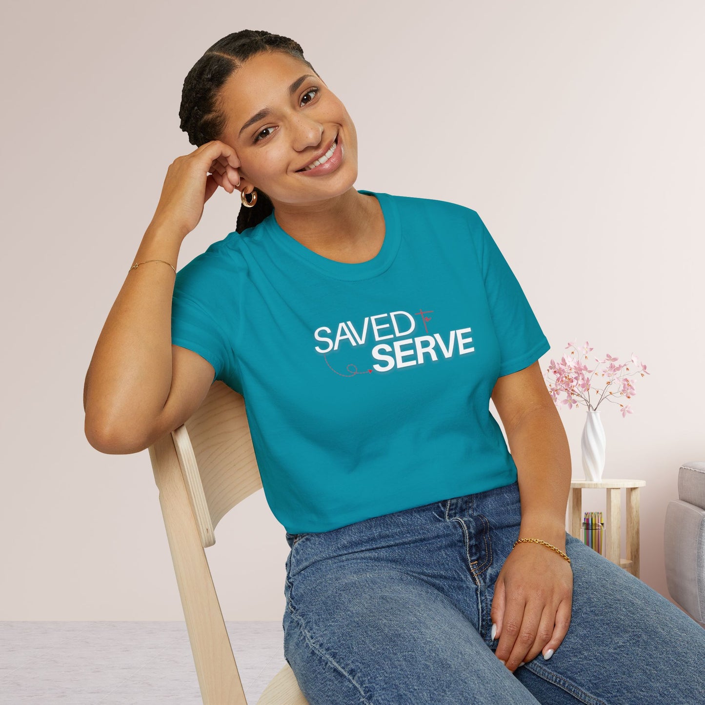 Unisex Saved to Serve Softstyle T-shirt - Trendy  Christian Tee