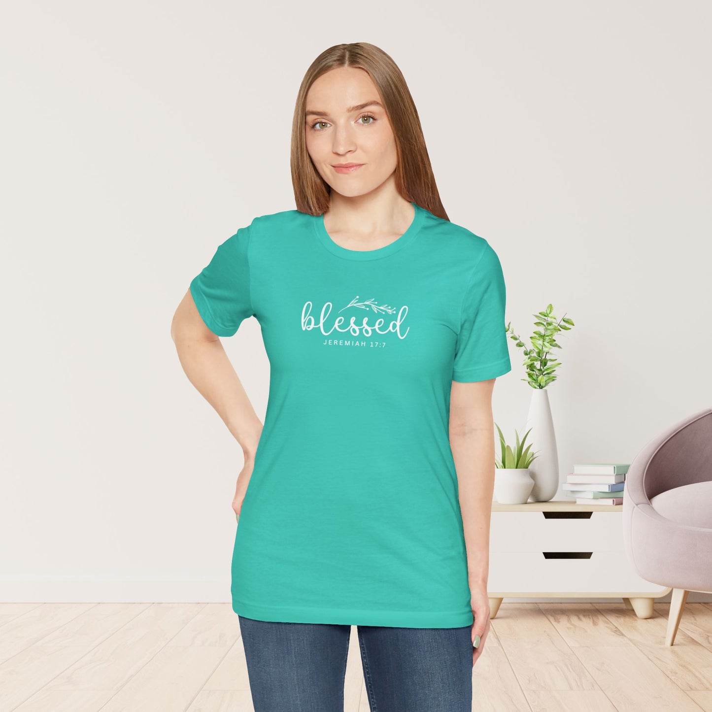 Blessed Soft Cotton Tee - Jeremiah 17:7 Christian Bible Verse Shirt