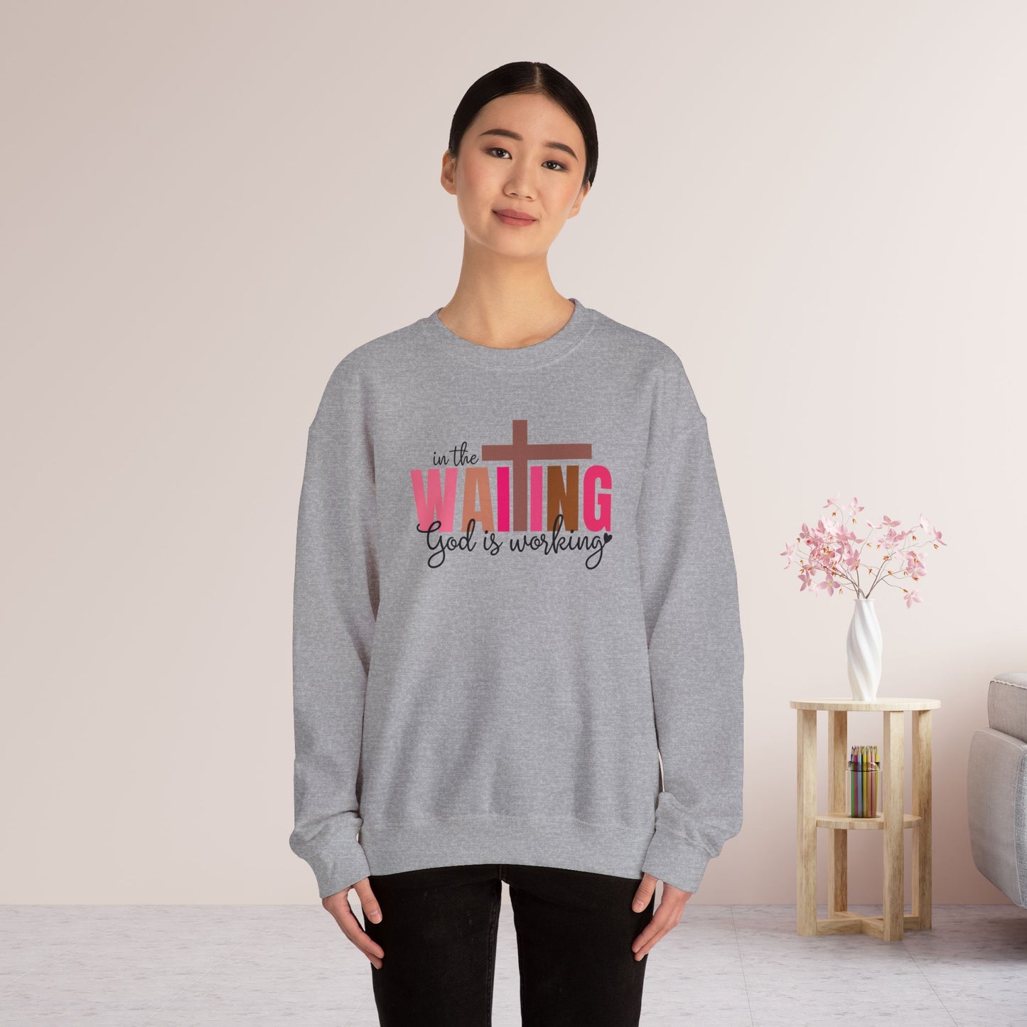 Pink In the Waiting God is Working Christian Sweatshirt