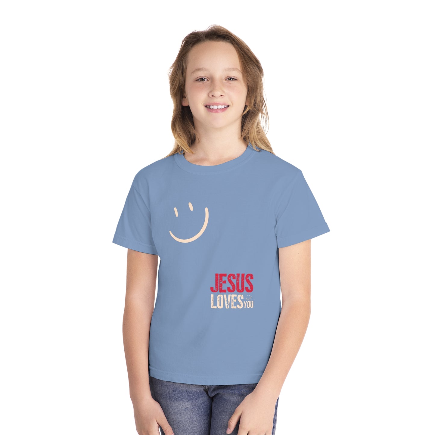 Trendy Jesus Loves You Comfort Colors Youth Christian Shirt