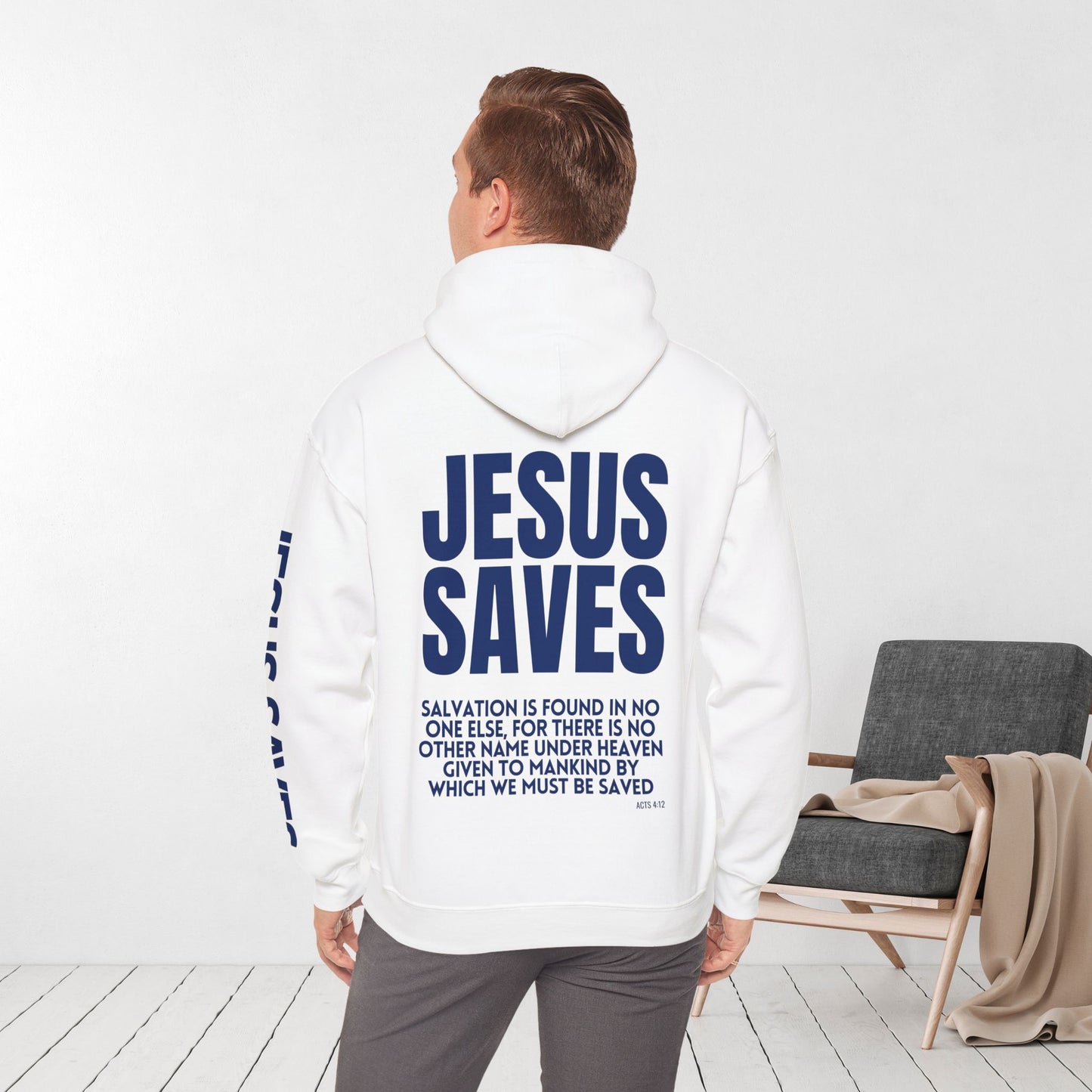 Jesus Saves Hoodie - Acts 4:12 Bible Verse Christian Hoodie