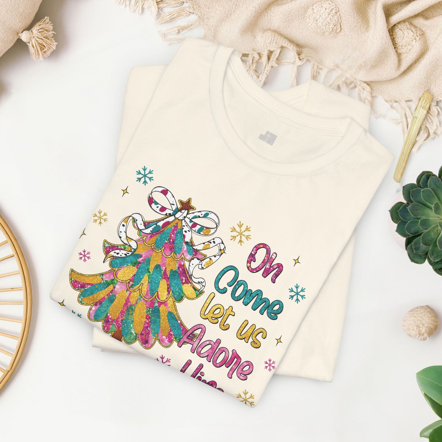 Oh Come Let Us Adore Him Soft Cotton Tee - Holiday Christian Shirt