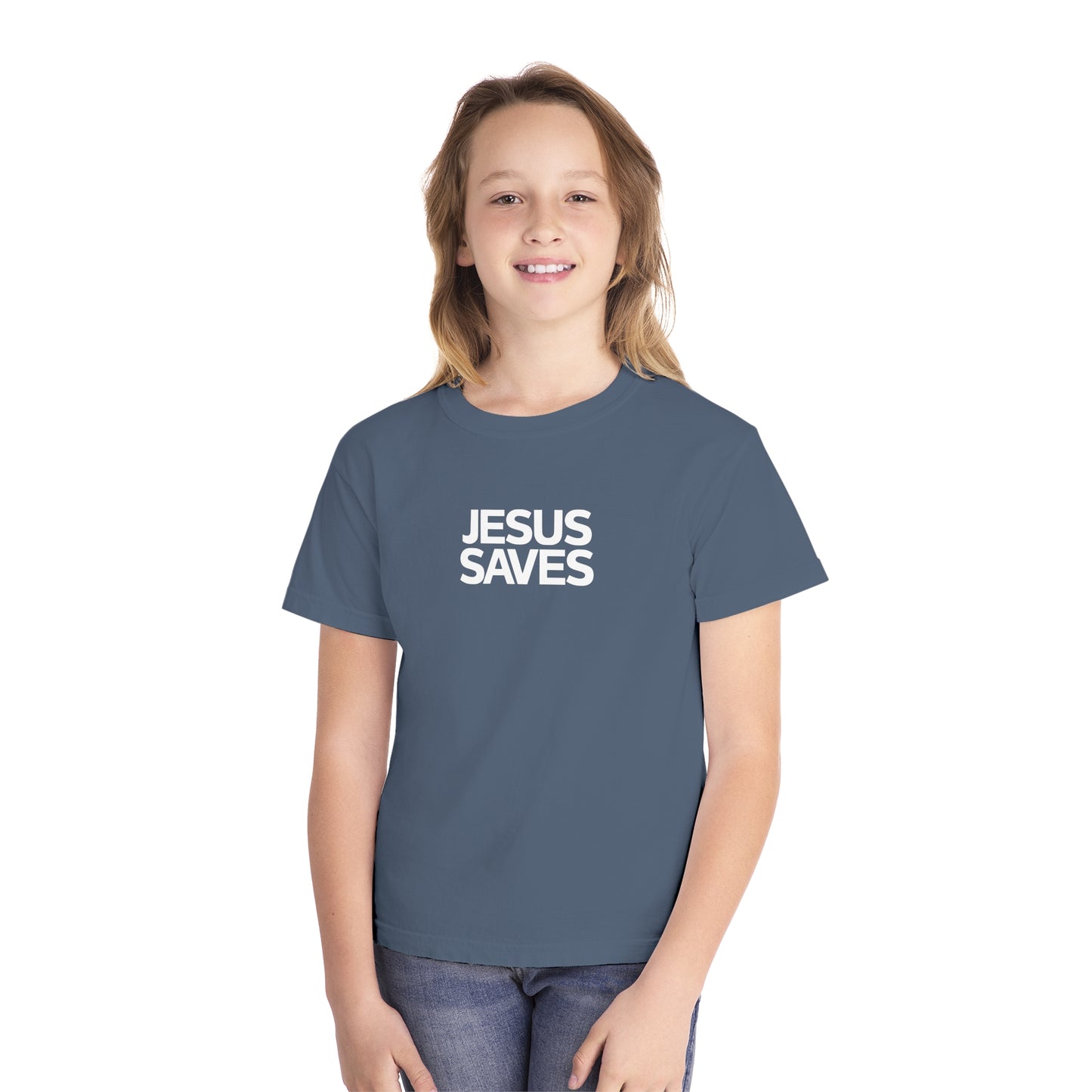 Jesus Saves Comfort Colors Youth Christian Shirt