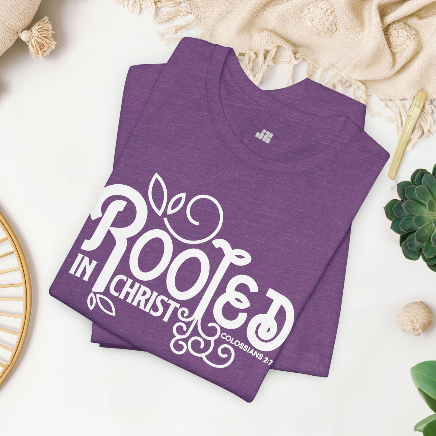 Rooted in Christ Shirt - Bible Verse Christian Soft Cotton Tee