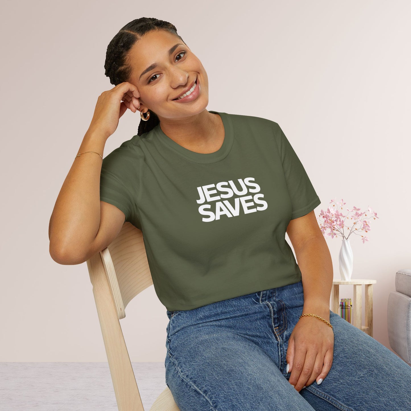 Unisex Jesus Saves Softstyle T-shirt - Acts 4:12 Bible Verse Christian T-shirt