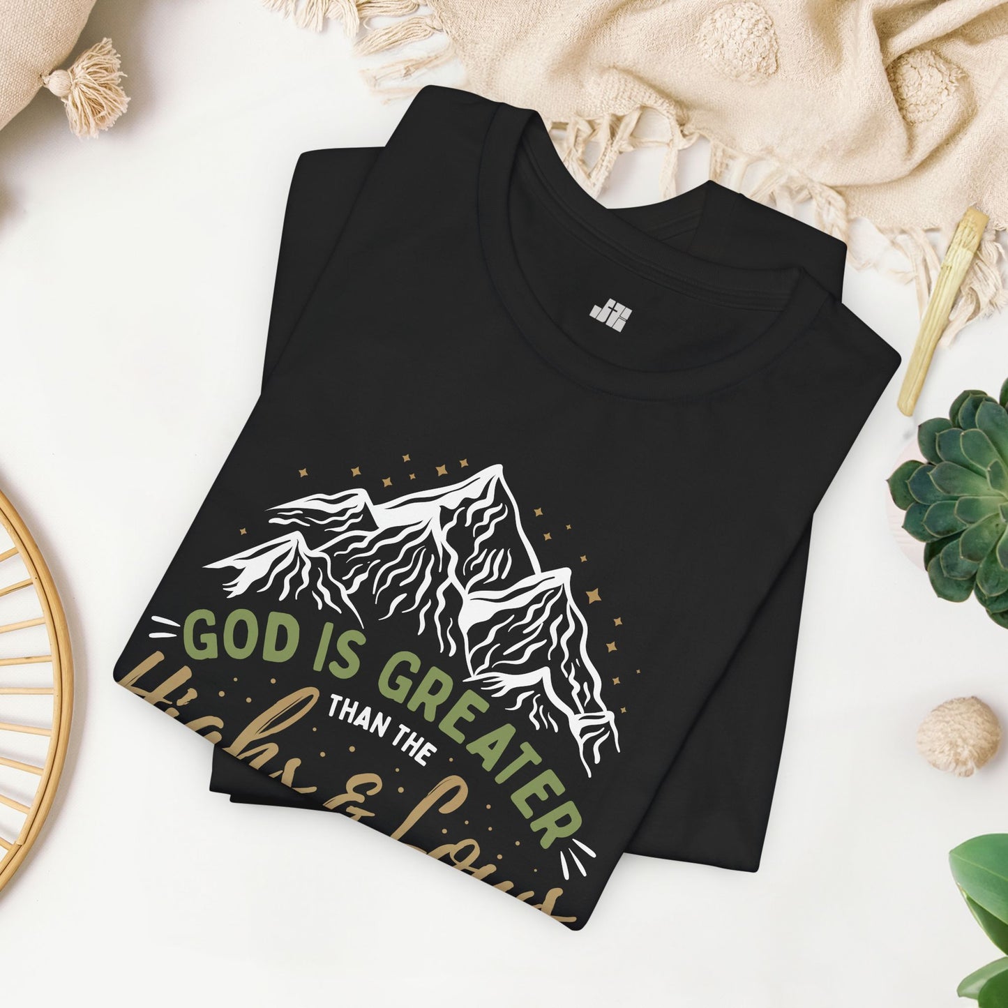 God Is Greater Than the Highs & Lows Soft Cotton Tee - Christian Shirt