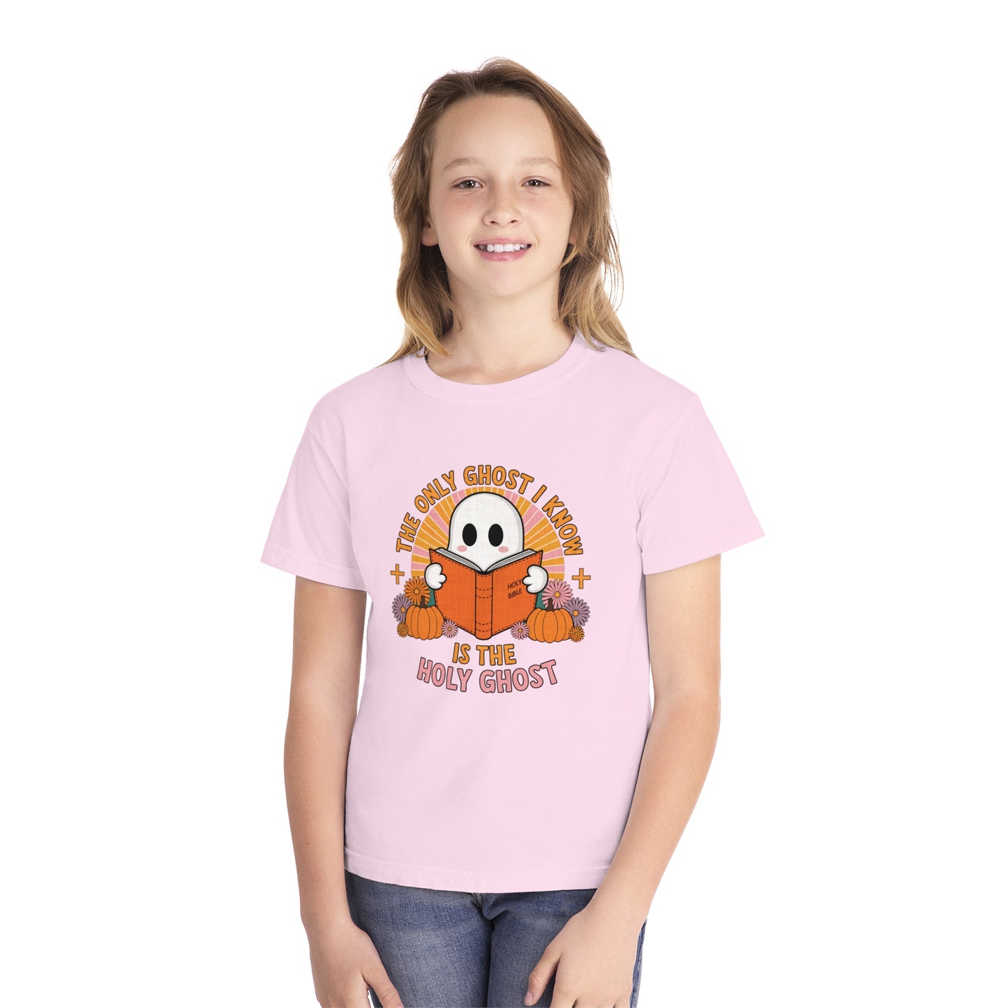 The Only Ghost I Know Is The Holy Ghost Comfort Colors Youth Christian Tee