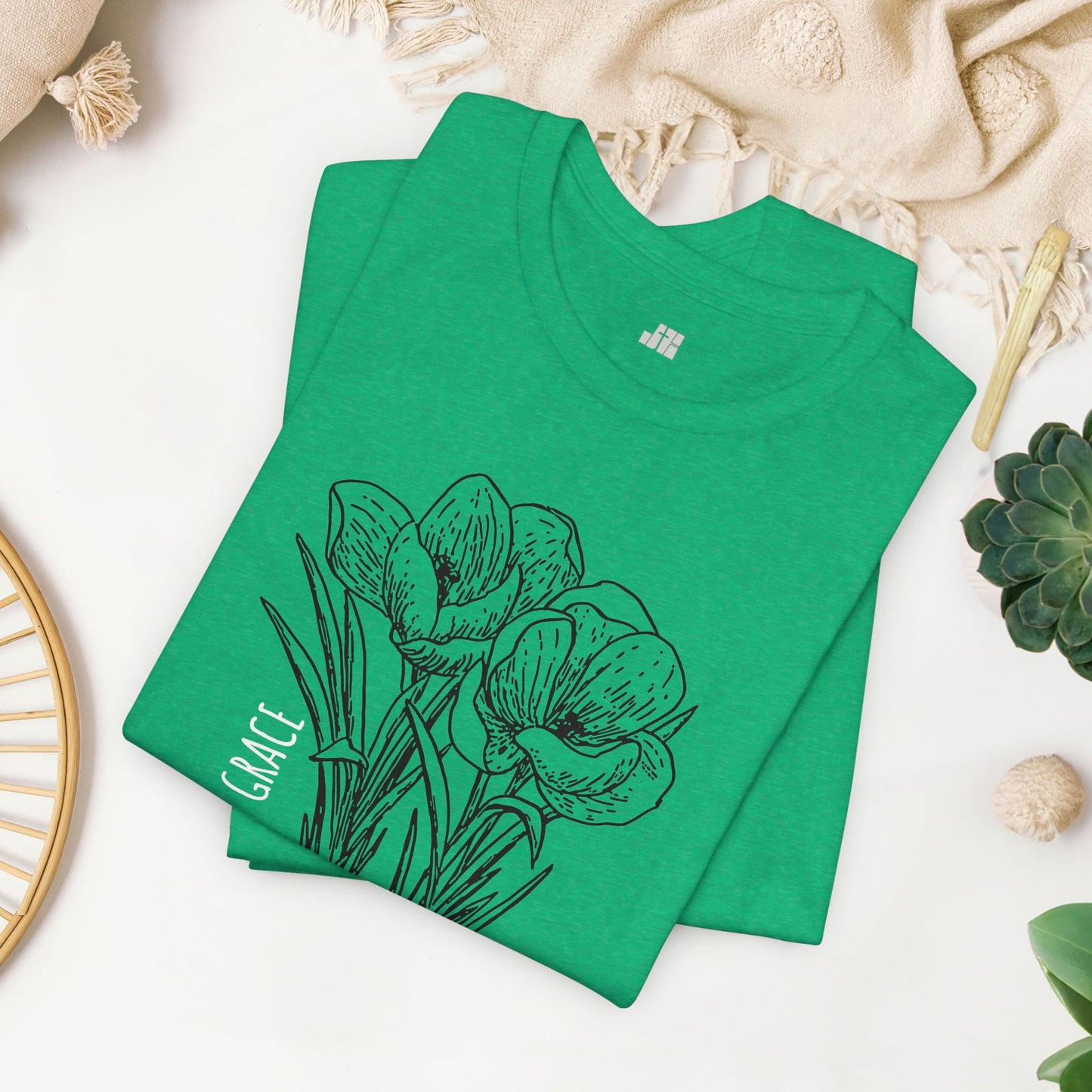 Spring Grow in Grace Soft Cotton Tee - Bible Verse T-shirt