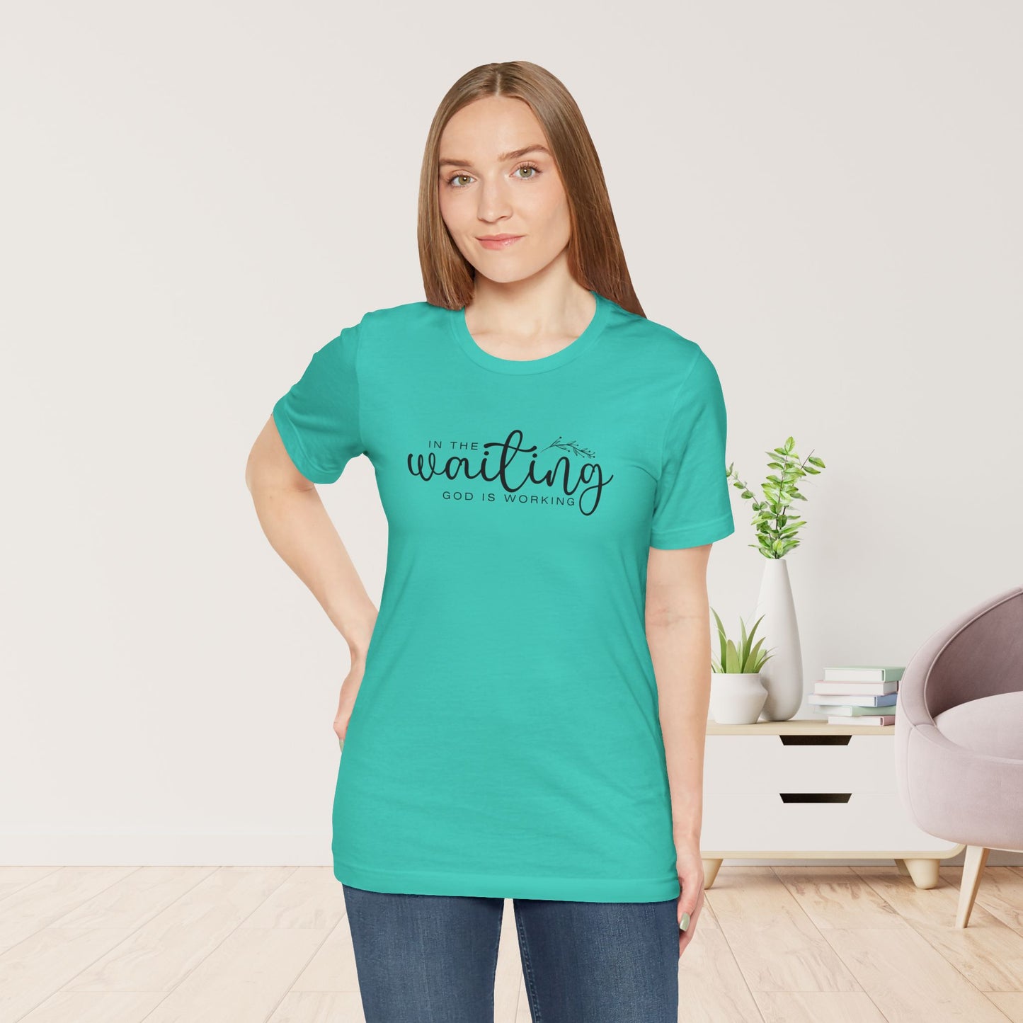 In the Waiting God is Working Christian Soft Cotton Tee