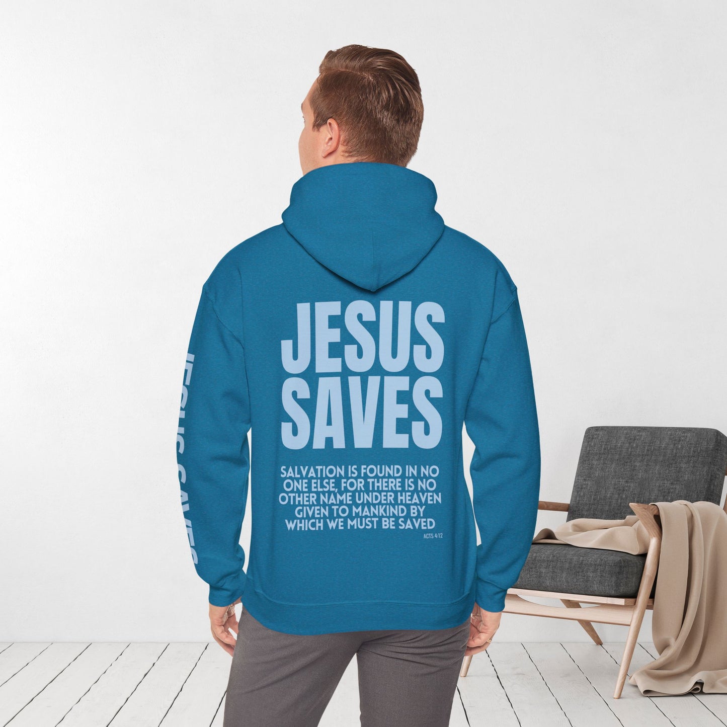 Jesus Saves Hoodie - Acts 4:12 Bible Verse Christian Hoodie