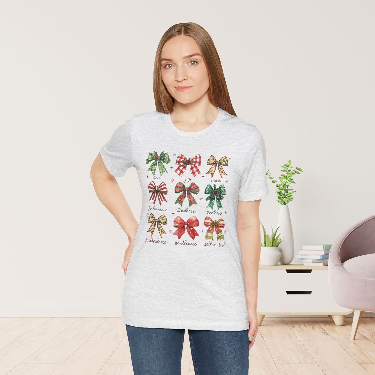 Christmas Fruit of the Spirit Soft Cotton Tee - Holiday Christian Shirt