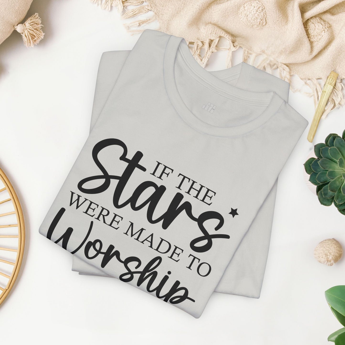 If The Stars Were Made To Worship So Will I Soft Cotton Tee - Christian Tee