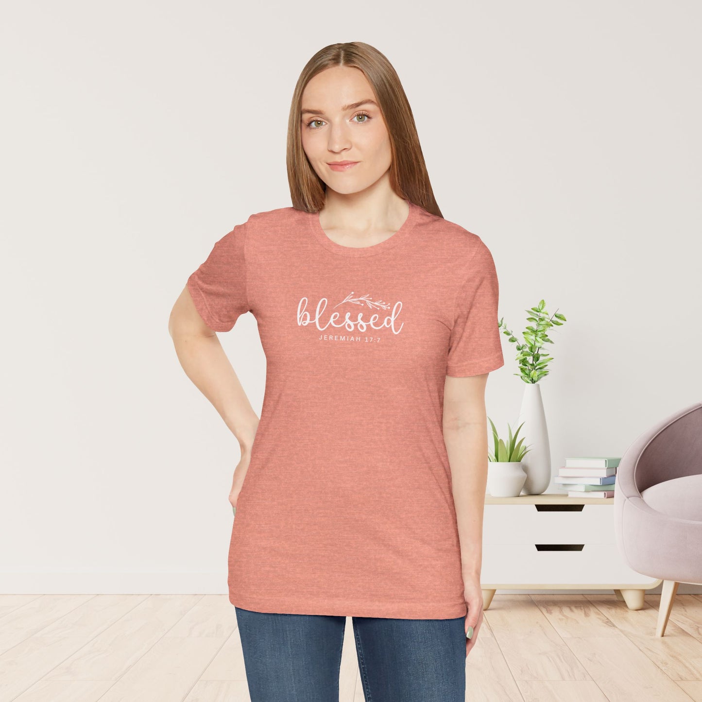 Blessed Soft Cotton Tee - Jeremiah 17:7 Christian Bible Verse Shirt