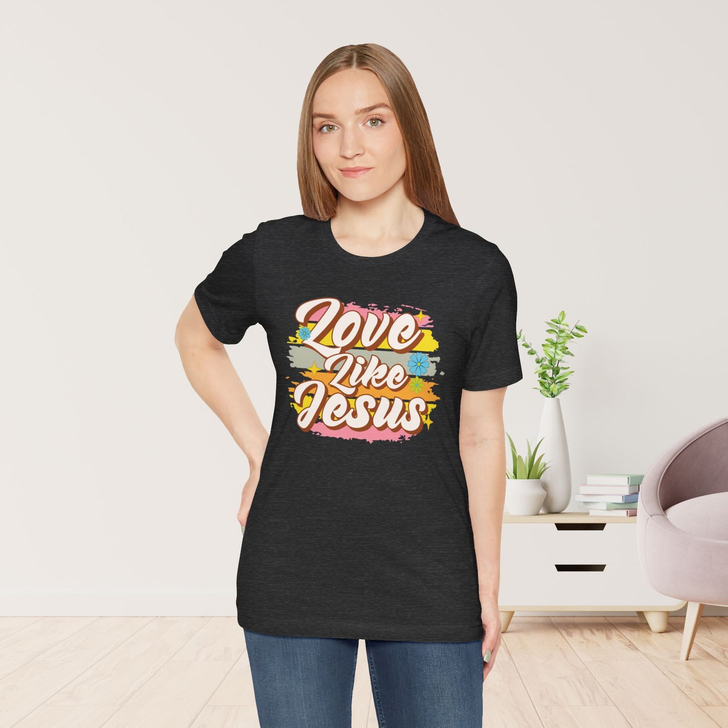 Groovy Love Like Jesus Soft Cotton Tee - Christian Shirt