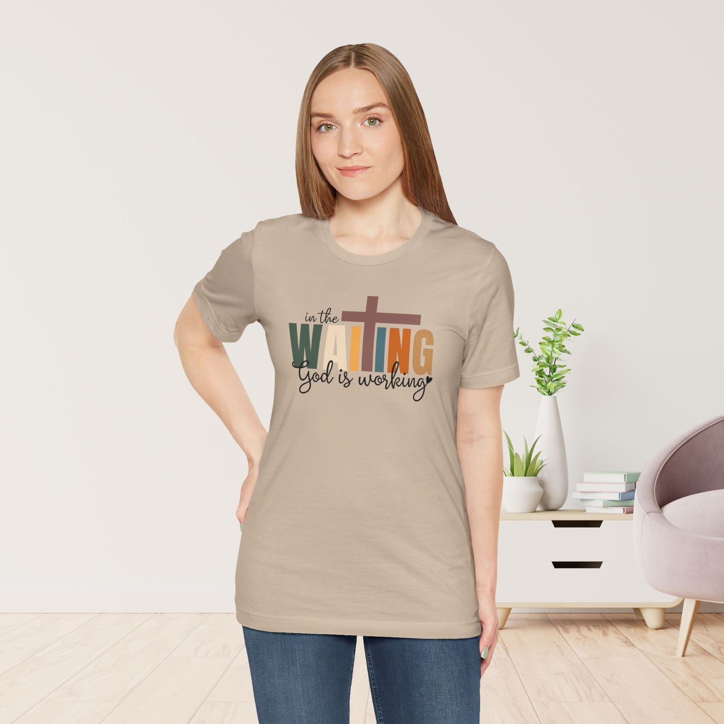 In the Waiting God is Working Christian Soft Cotton Tee