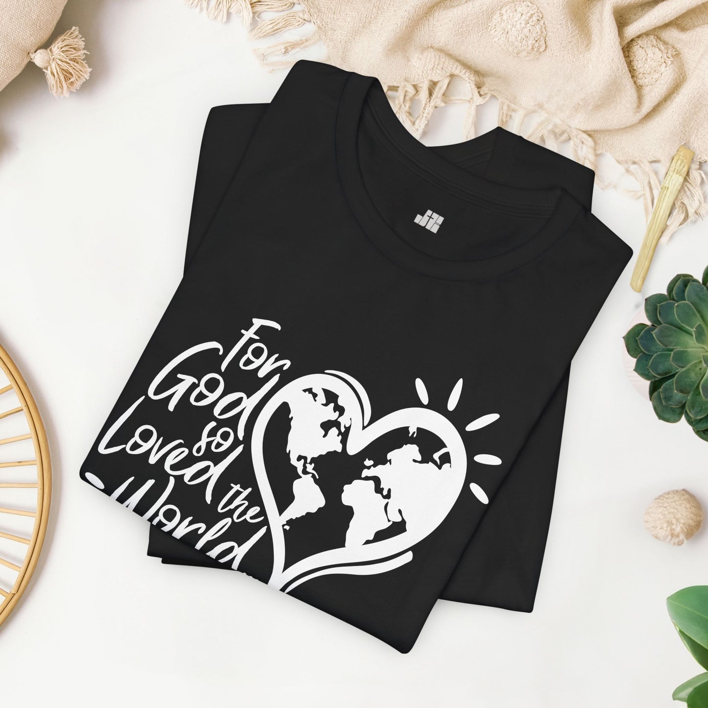 For God So Loved The World Soft Cotton Tee - John 3:16 Bible Verse Christian Tee