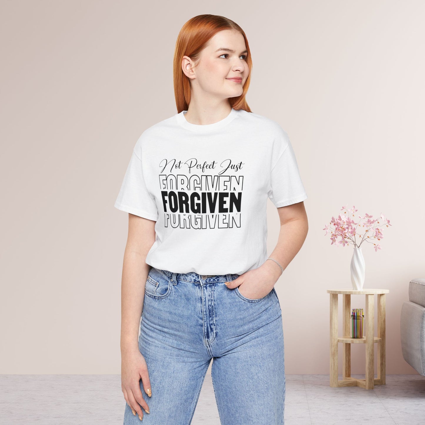 Not Perfect Just Forgiven Christian Soft Cotton Tee