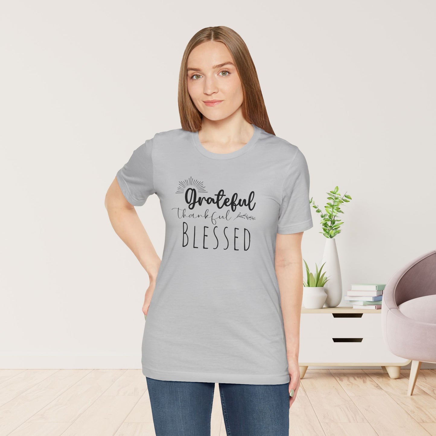 Grateful Thankful Blessed Soft Cotton Tee - Christian T-shirt