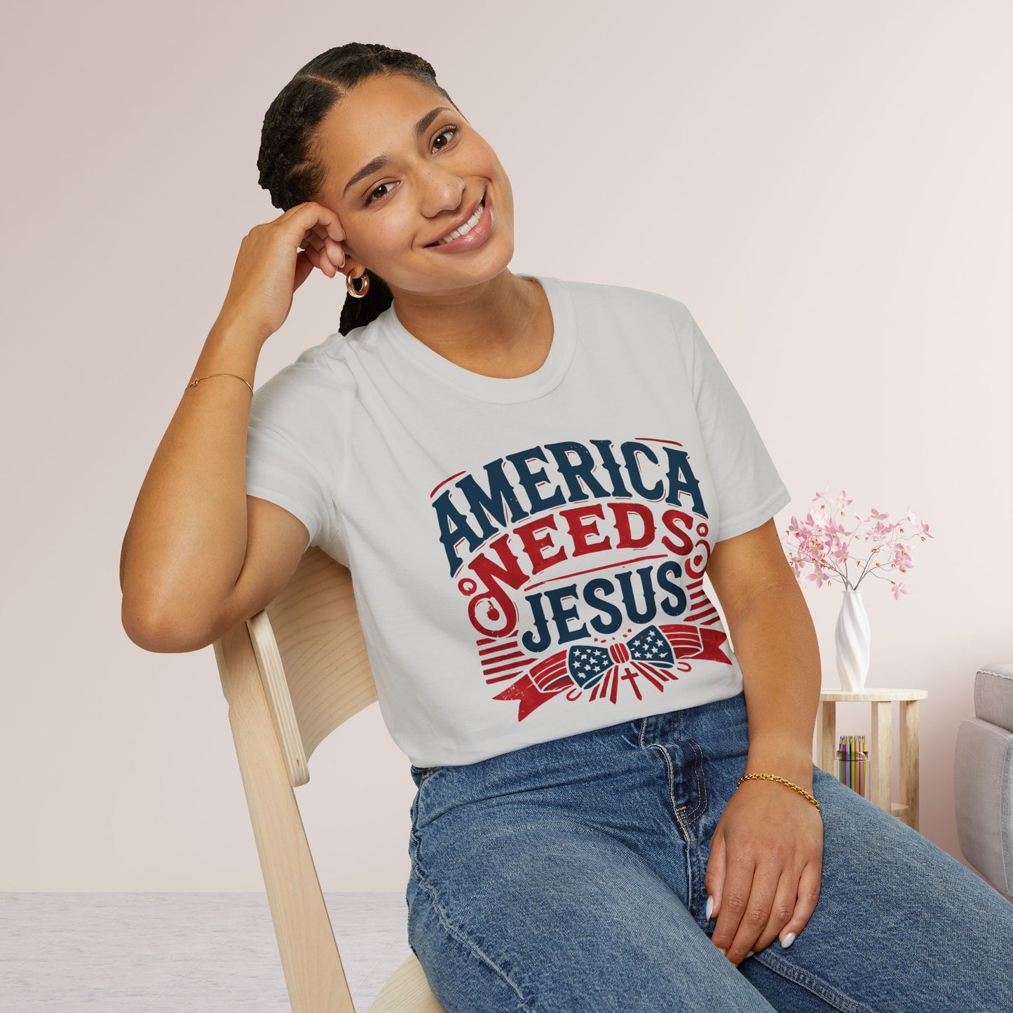 America Needs Jesus Softstyle T-shirt