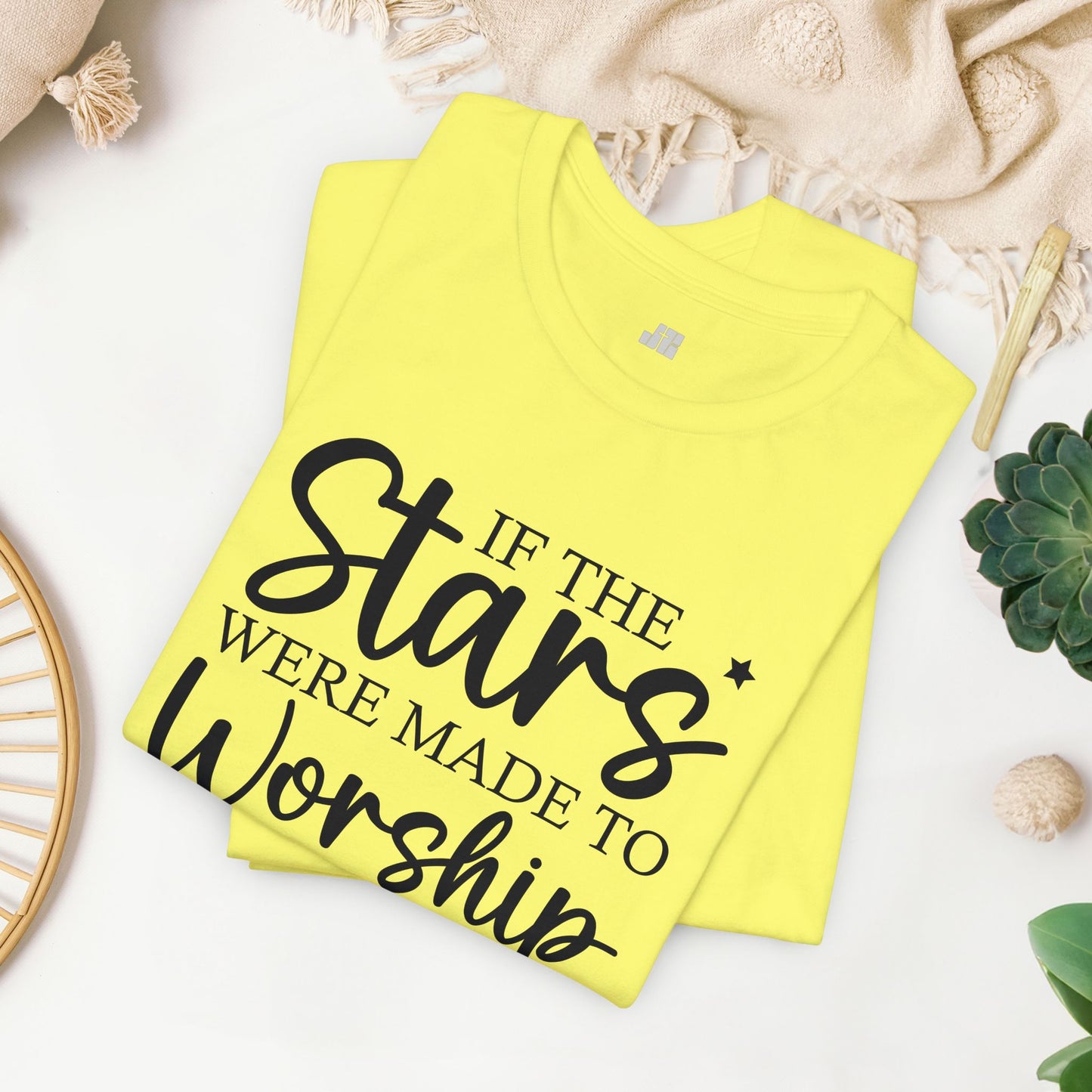 If The Stars Were Made To Worship So Will I Soft Cotton Tee - Christian Tee