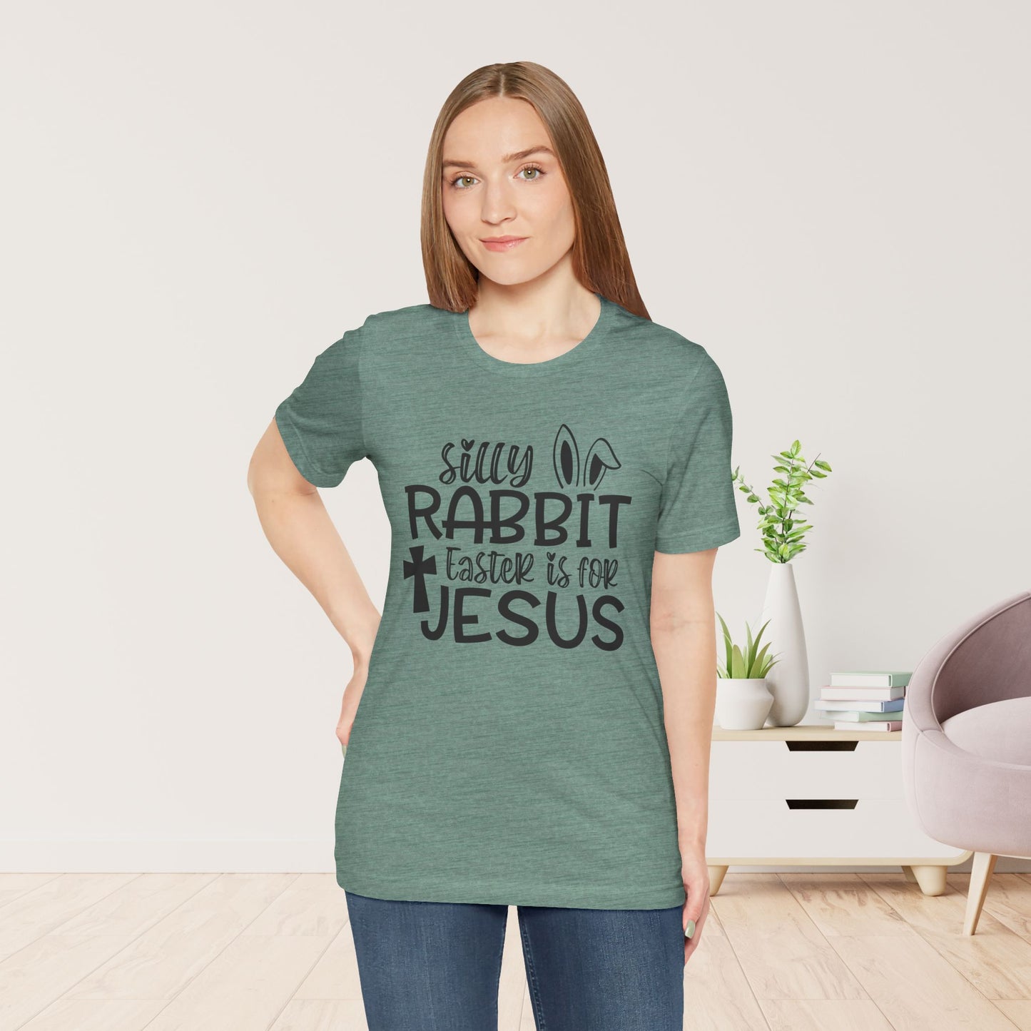 Silly Rabbit Easter is for Jesus Christian Soft Cotton Tee - Easter Shirt