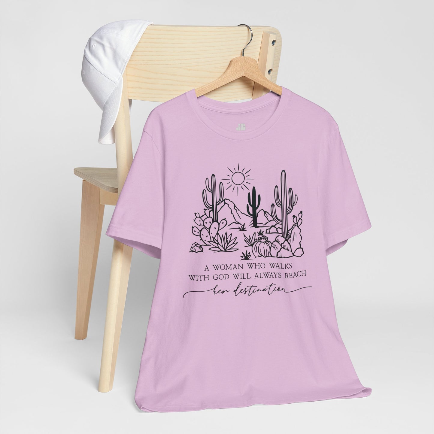 A Woman Who Walks With God Will Always Reach Her Destination Soft Cotton Tee - Christian T-shirt