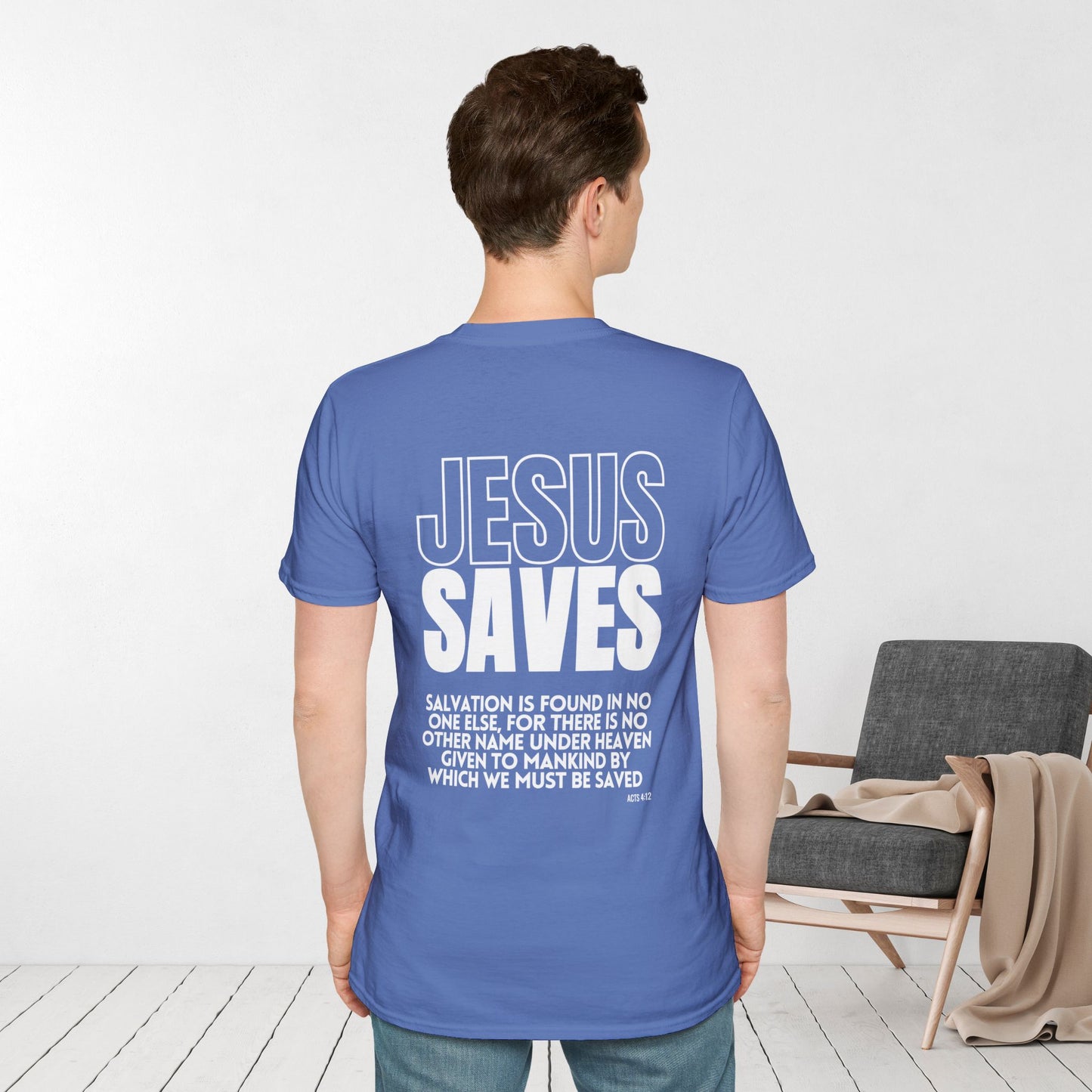 Unisex Jesus Saves Softstyle T-shirt - Acts 4:12 Bible Verse Christian T-shirt