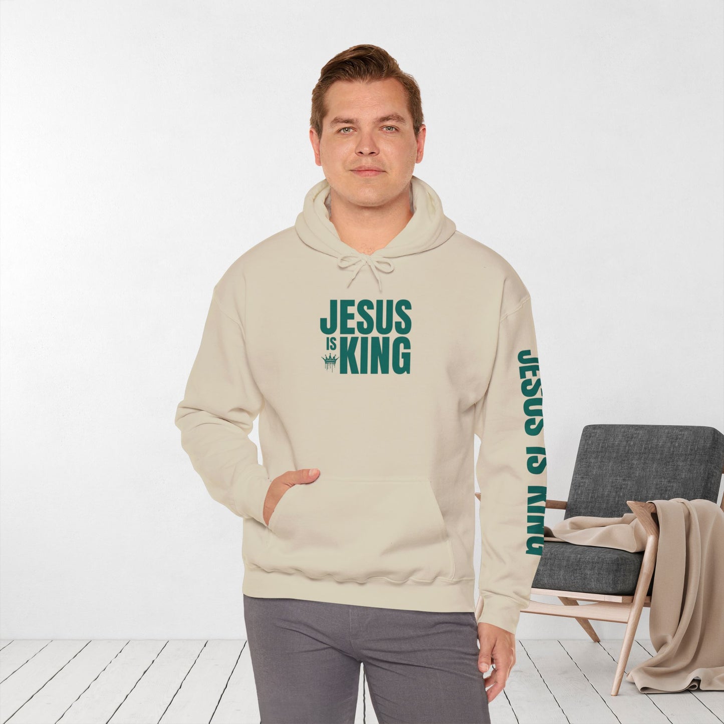 Jesus is King Hoodie - Revelation 19:16 Bible Verse Christian Hoodie