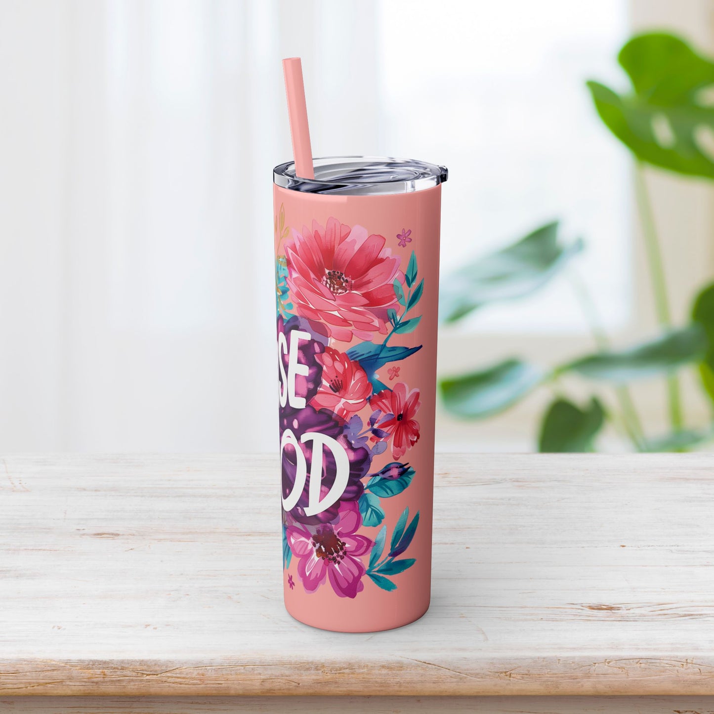 Praise God Skinny Tumbler with Straw - 20oz