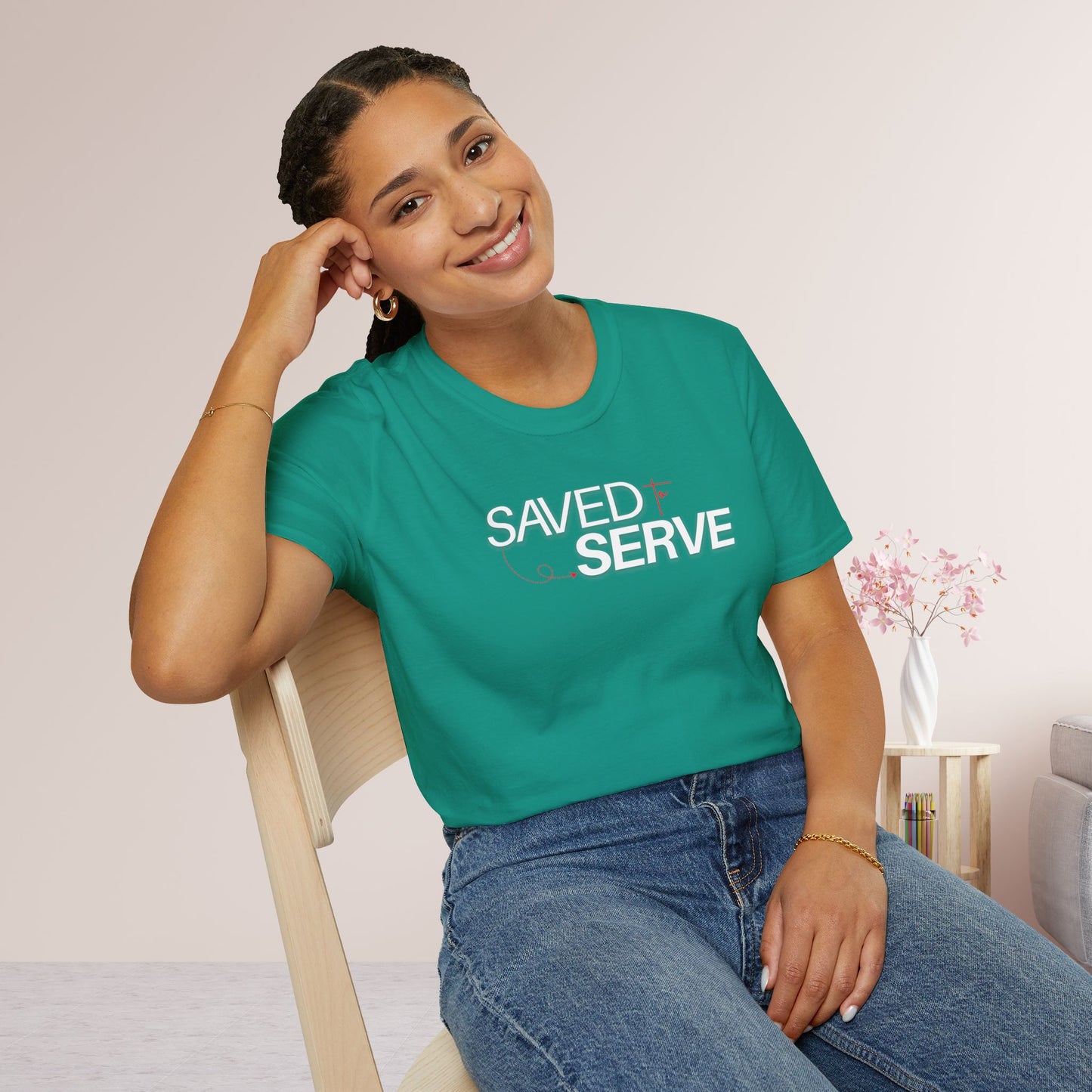 Unisex Saved to Serve Softstyle T-shirt - Trendy  Christian Tee