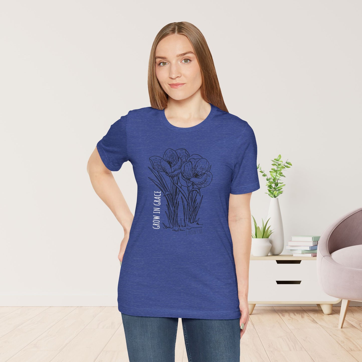 Spring Grow in Grace Soft Cotton Tee - Bible Verse T-shirt