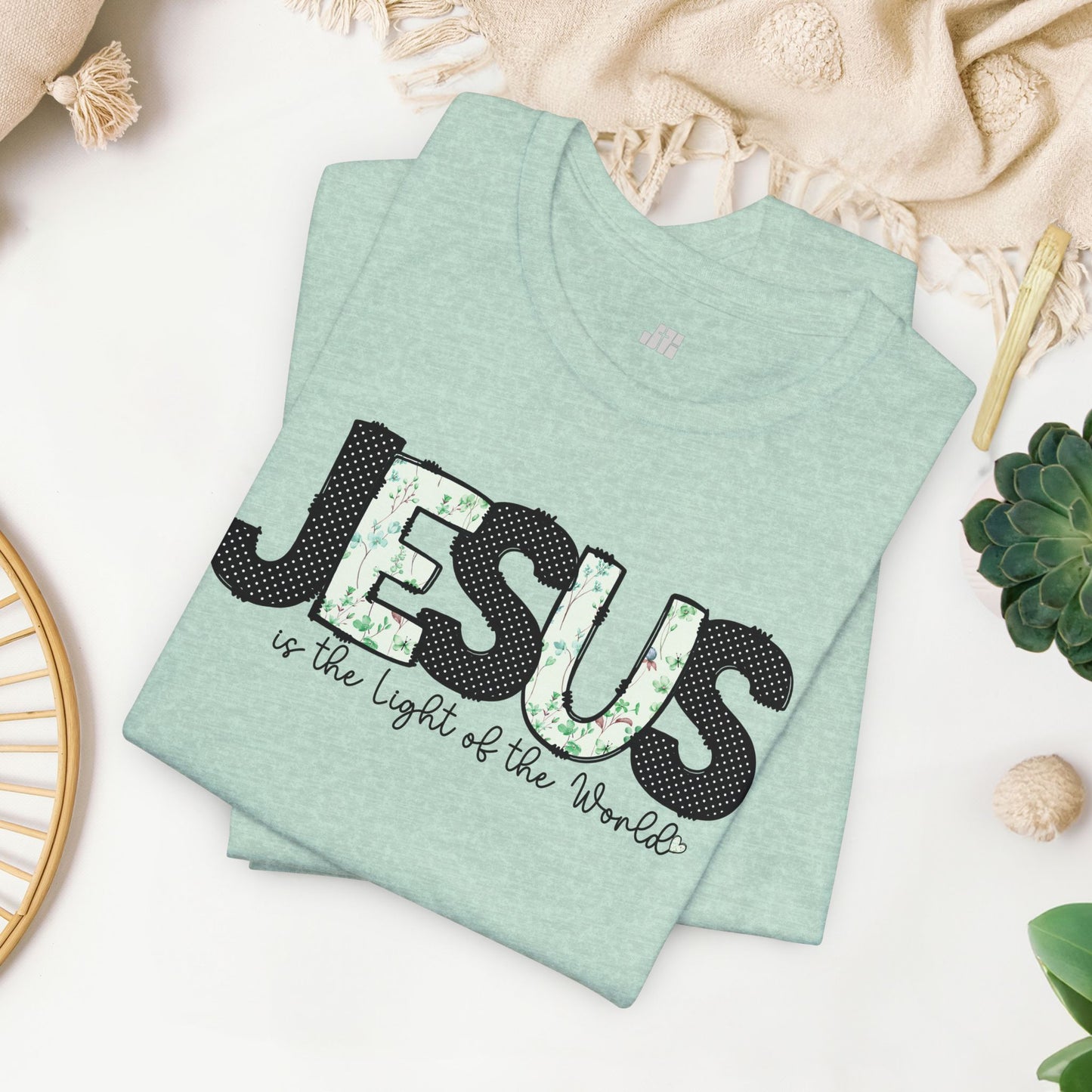 Jesus is the Light of the World Soft Cotton Tee - Christian Shirt