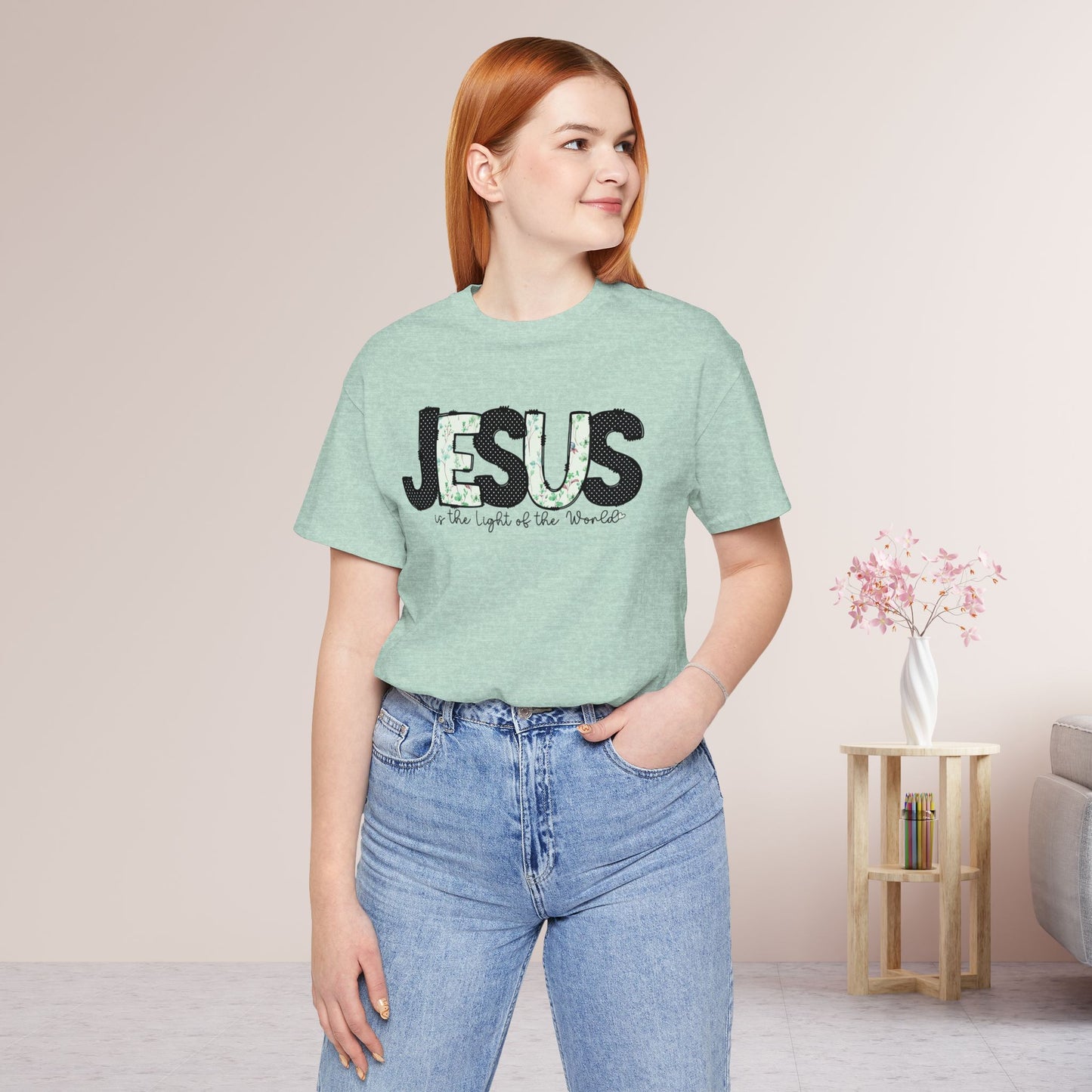 Jesus is the Light of the World Soft Cotton Tee - Christian Shirt