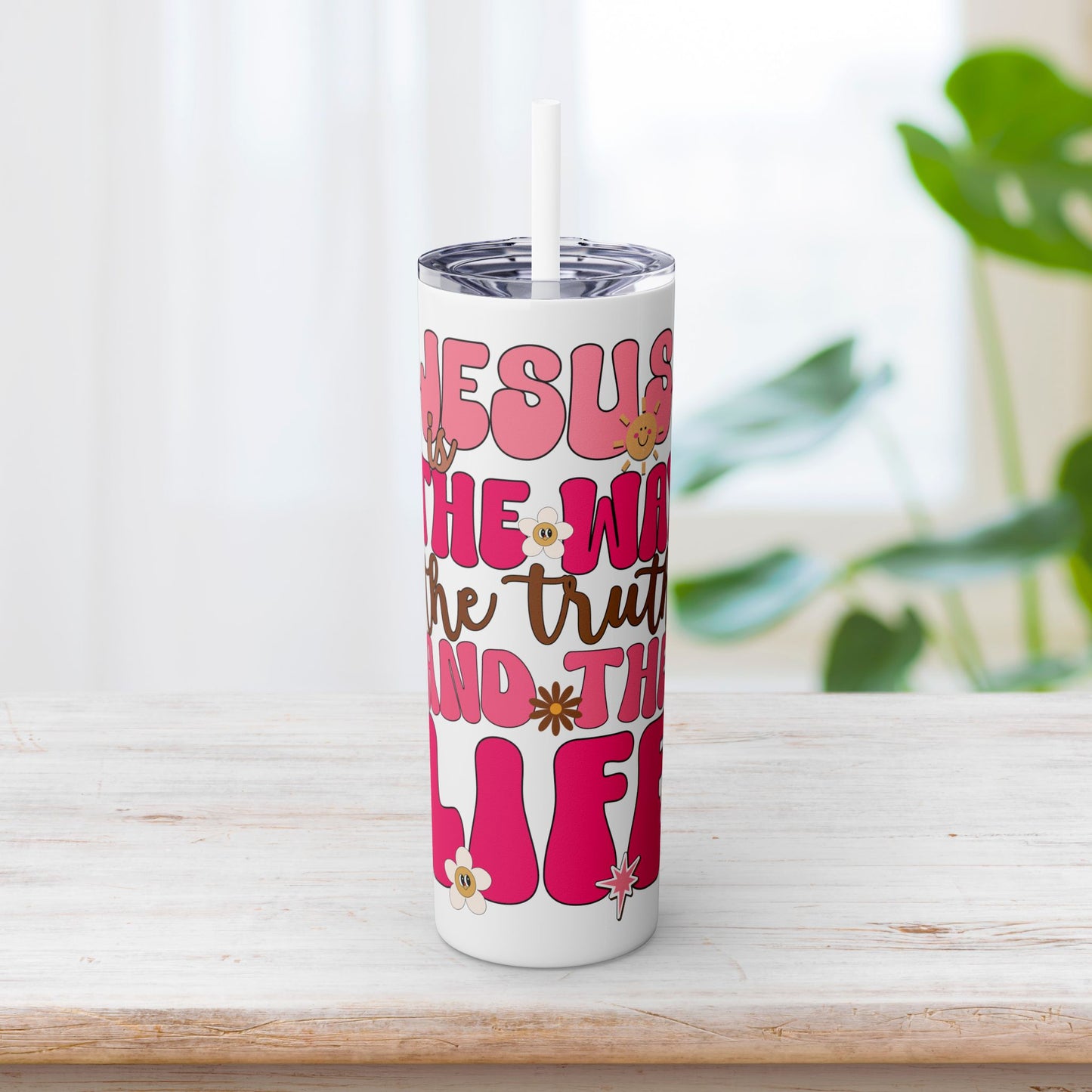 Jesus is The Way The Truth and The Life Skinny Tumbler with Straw - 20oz