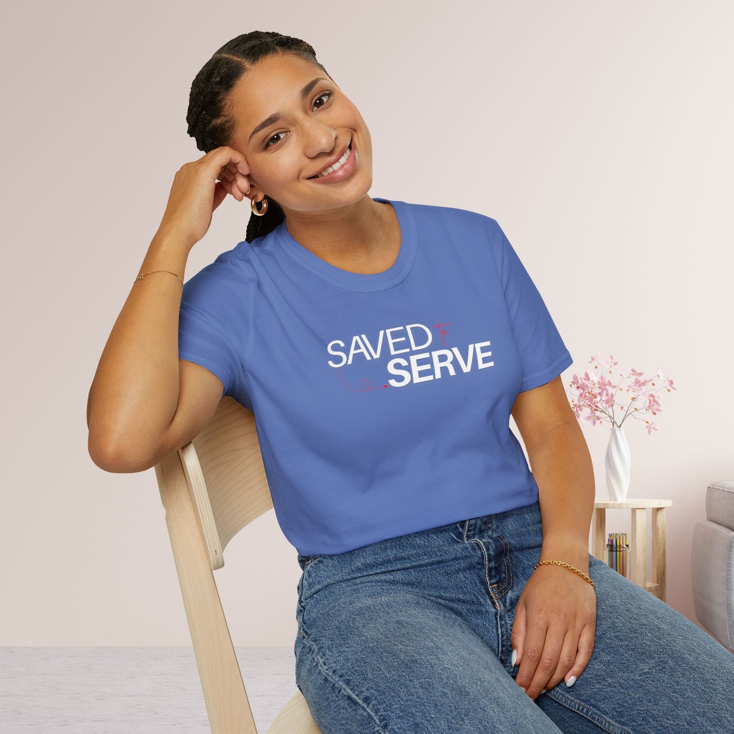 Unisex Saved to Serve Softstyle T-shirt - Trendy  Christian Tee