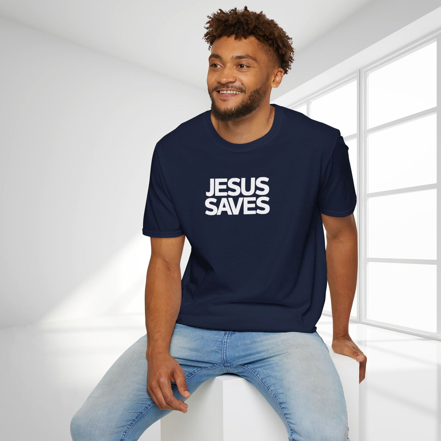 Unisex Jesus Saves Softstyle T-shirt - Acts 4:12 Bible Verse Christian T-shirt