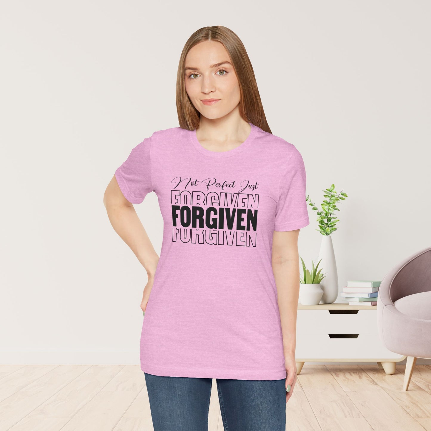 Not Perfect Just Forgiven Christian Soft Cotton Tee