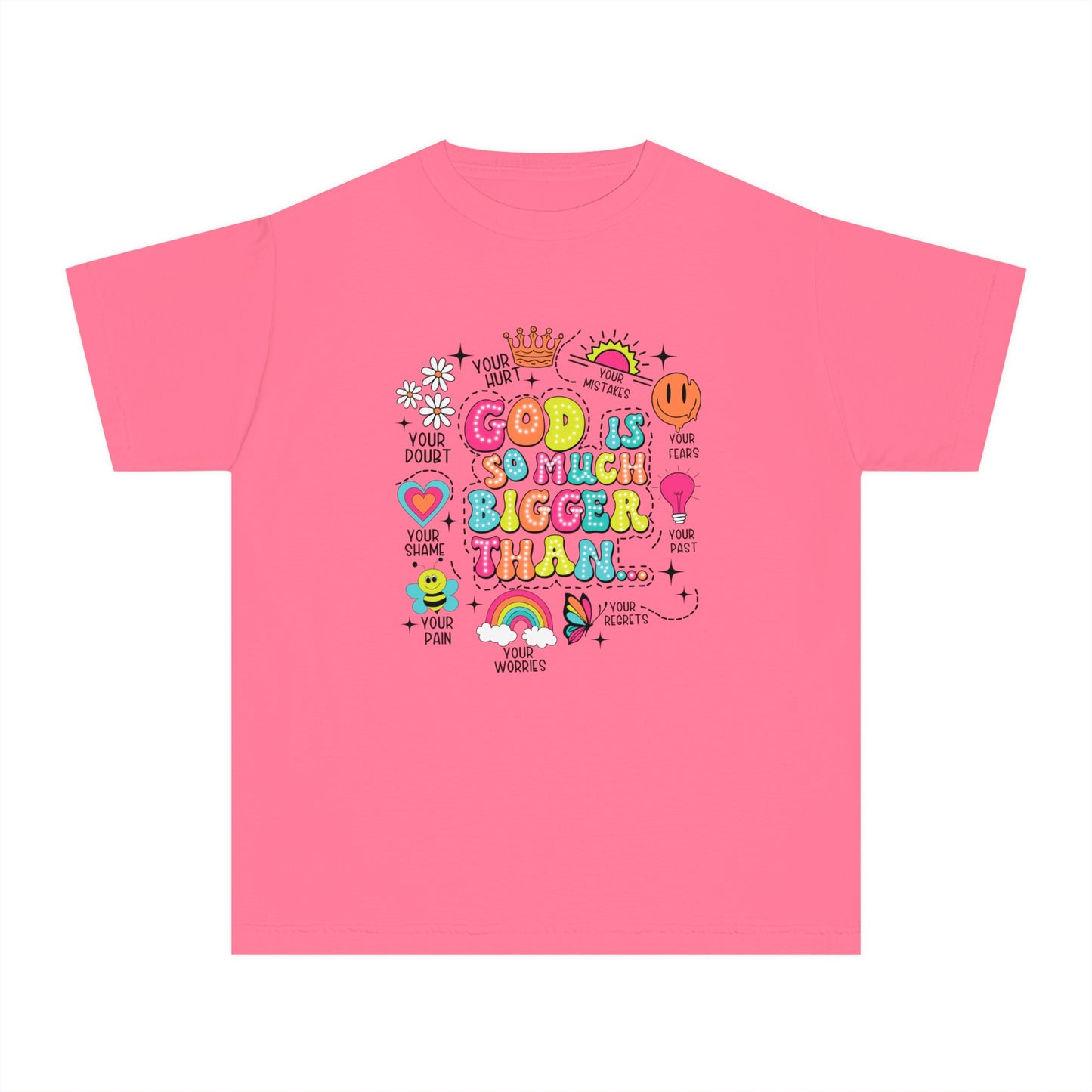 God Is So Much Bigger Comfort Colors Youth Christian Shirt