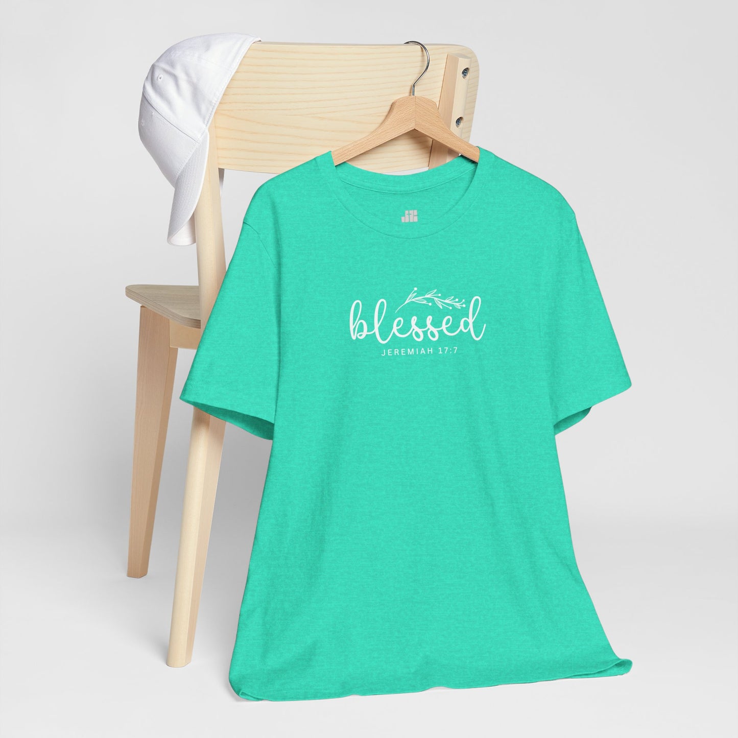 Blessed Soft Cotton Tee - Jeremiah 17:7 Christian Bible Verse Shirt