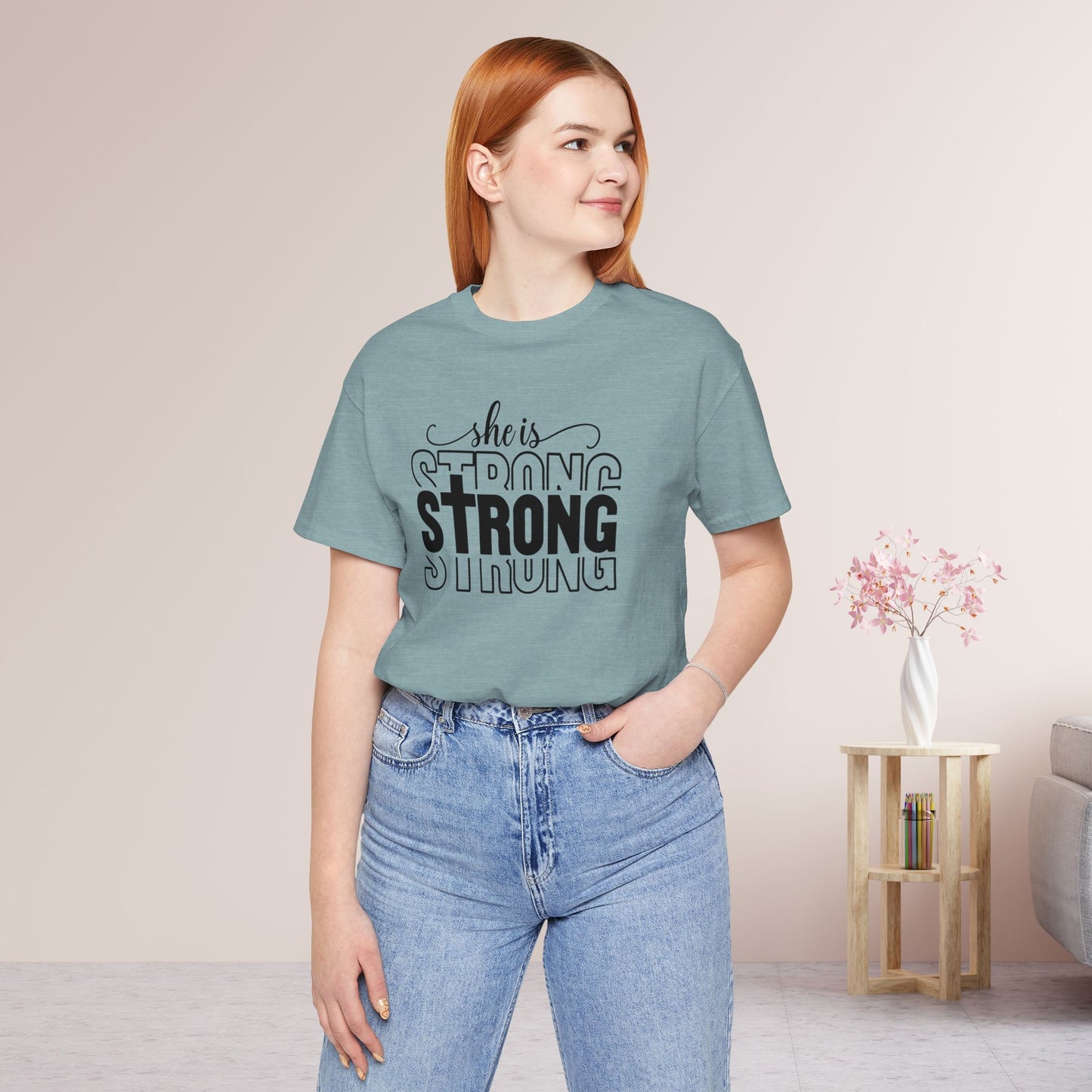 She is Strong Christian Soft Cotton Tee