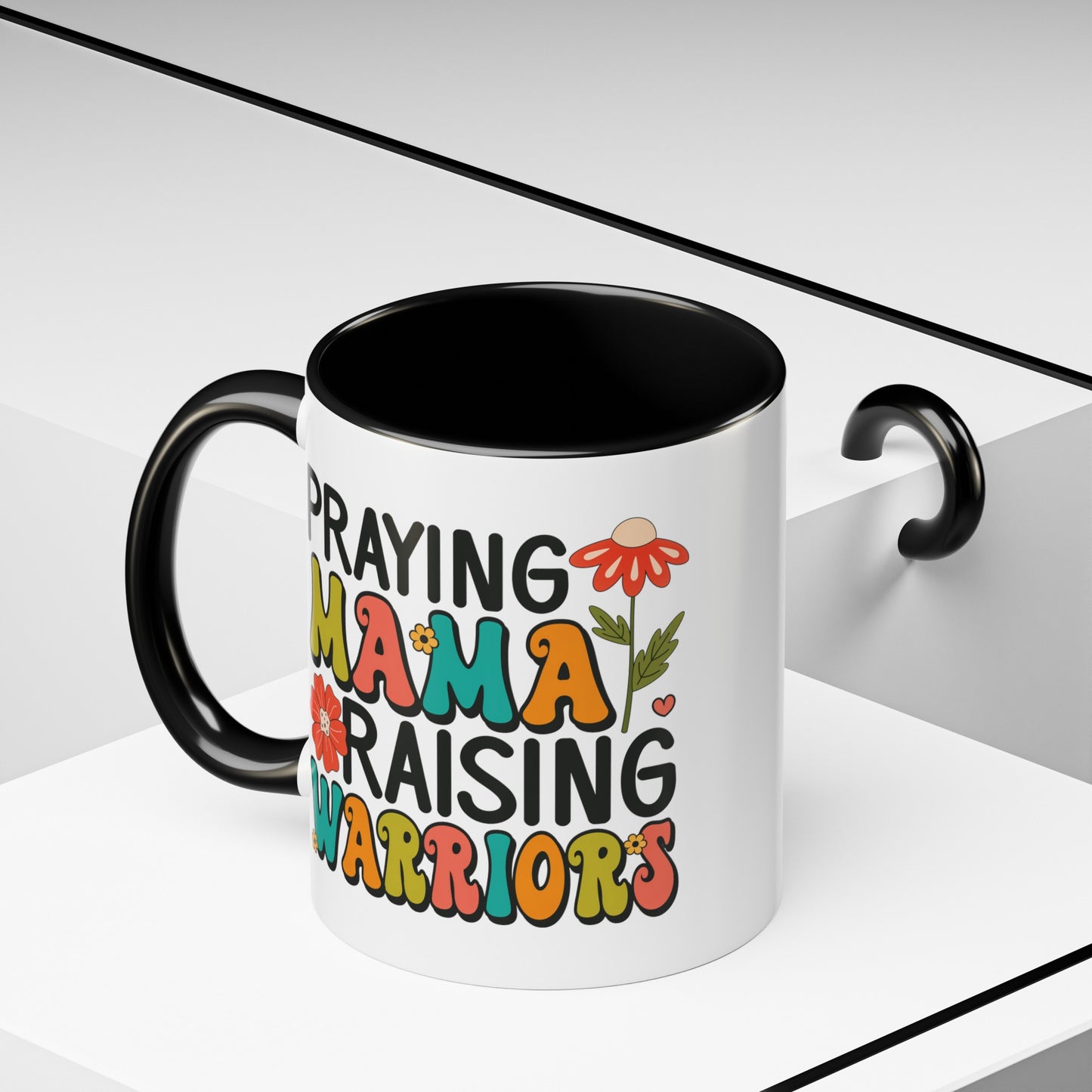 Praying Mama Raising Warriors Mug - Christian Coffee Mug