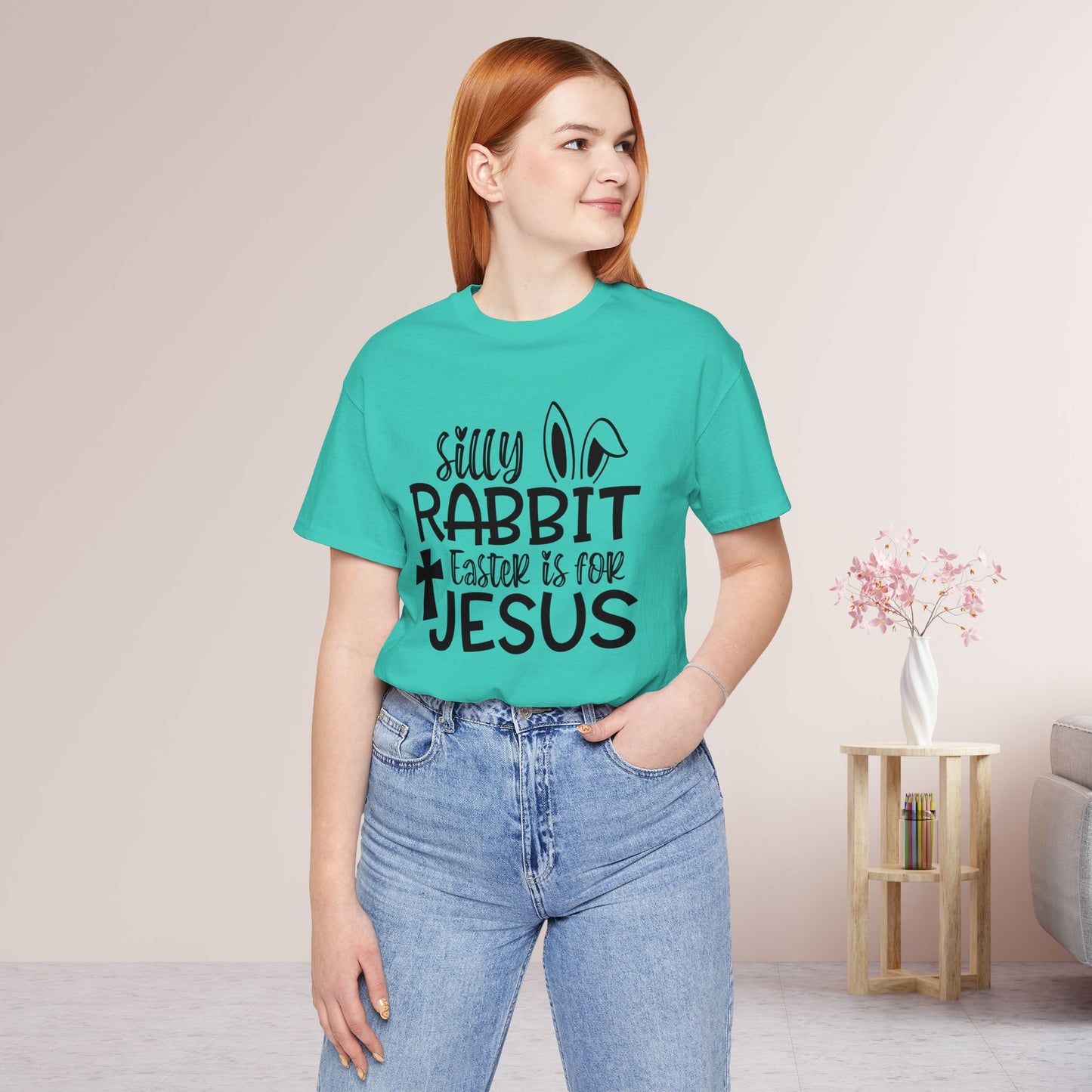 Silly Rabbit Easter is for Jesus Christian Soft Cotton Tee - Easter Shirt